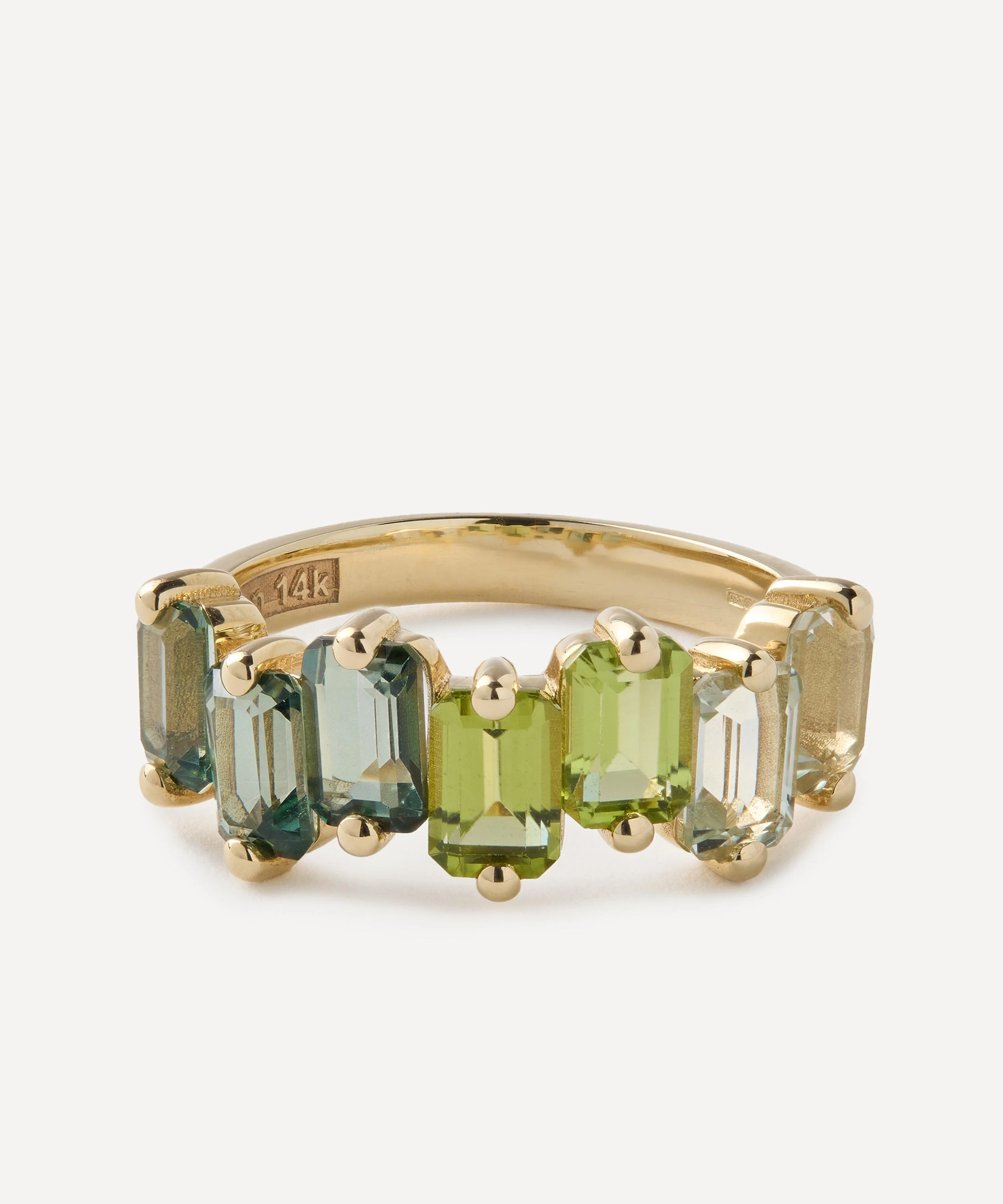 14ct Gold Ann Green Ombre Half Band Ring - 1