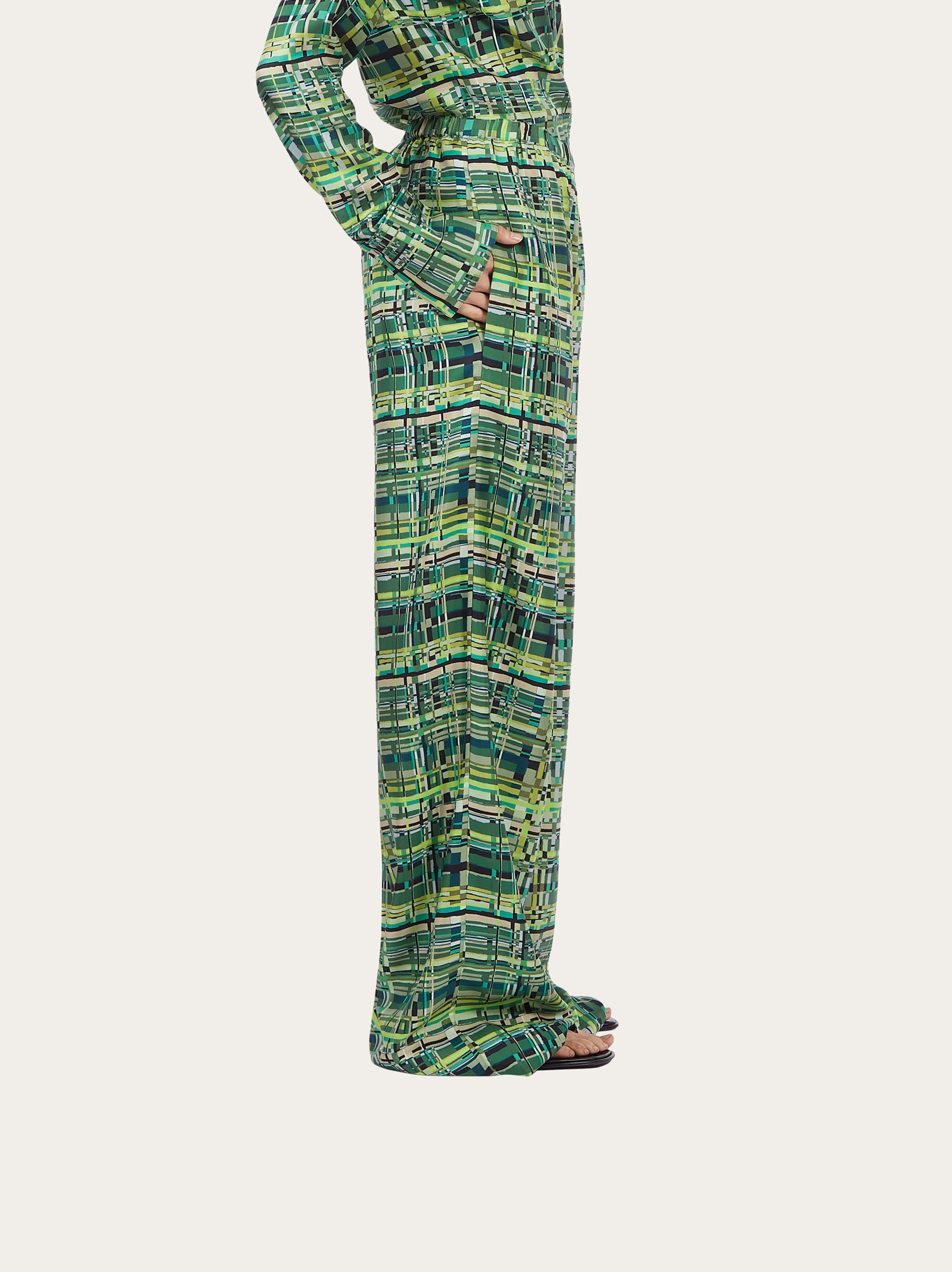 Check print wide leg trouser - 3