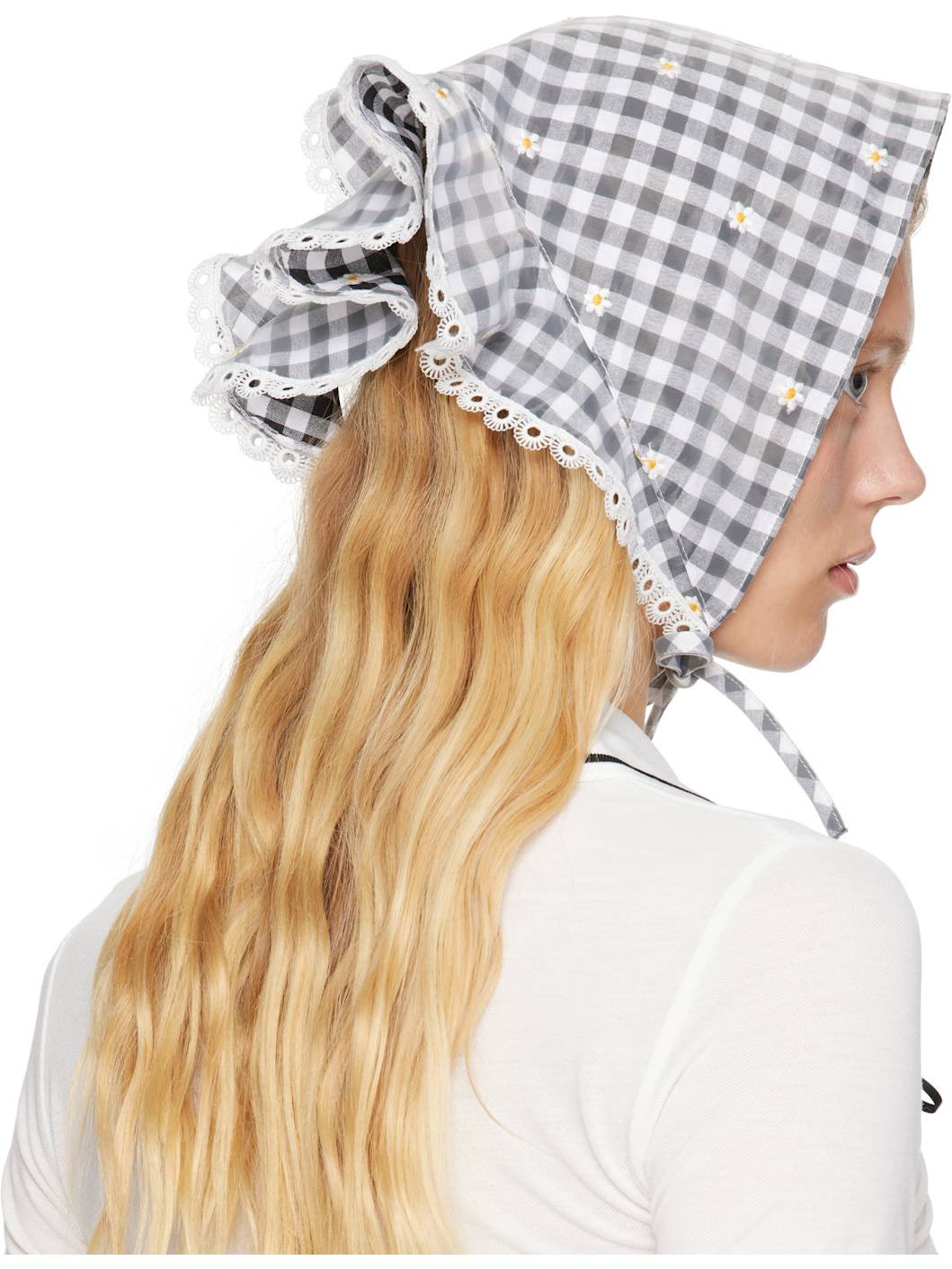 Black & White Ruffle Headscarf - 3