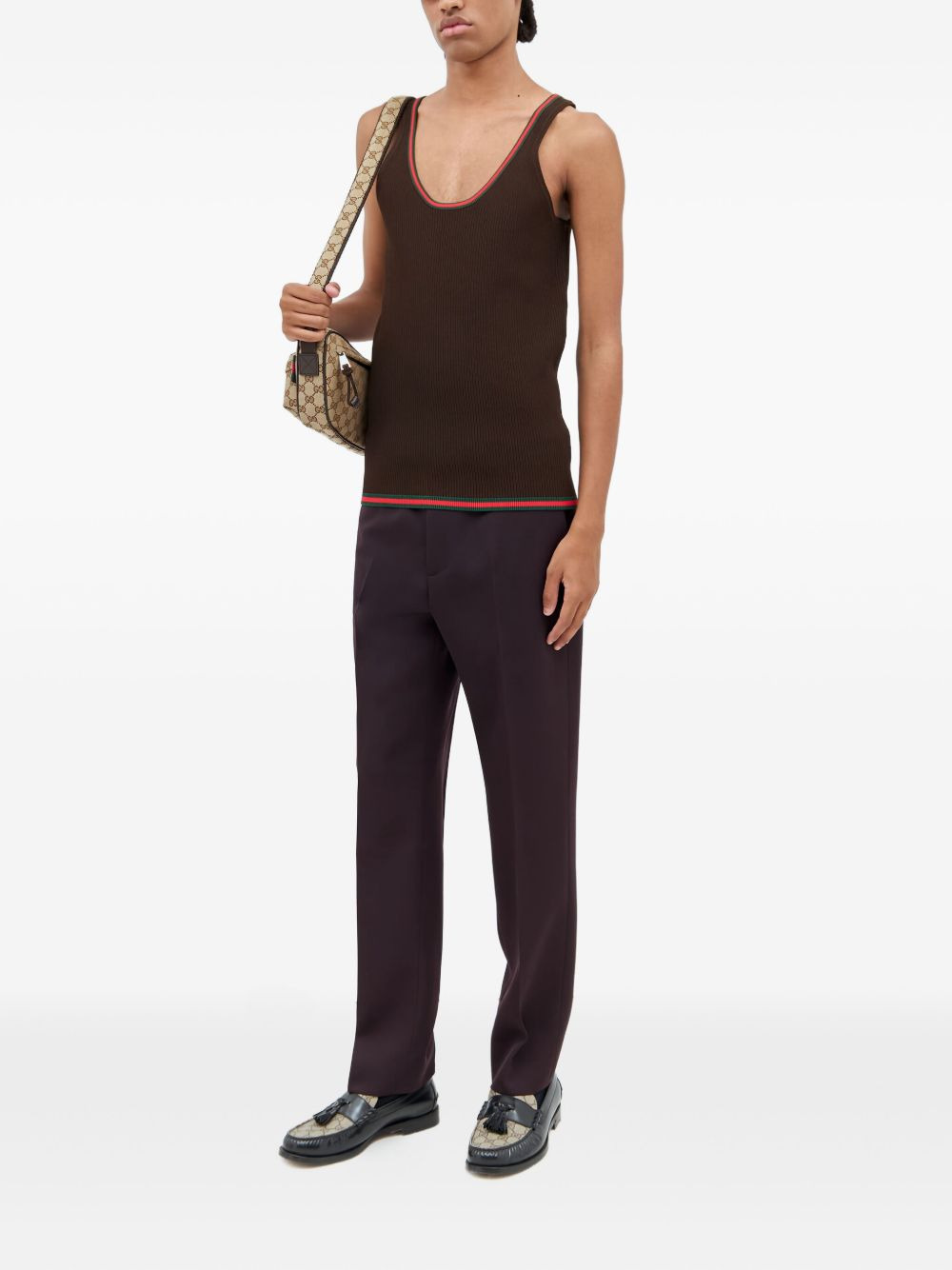 ribbed-trim scoop-neck vest - 2
