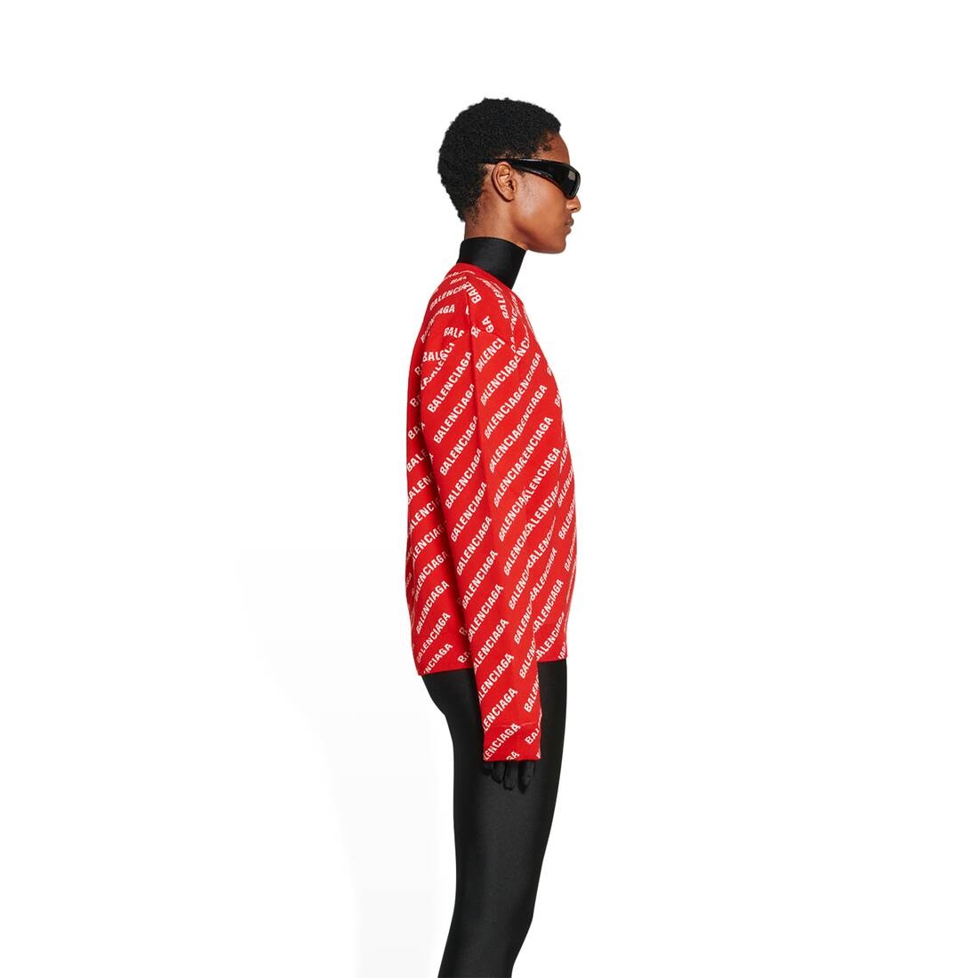 Women's Mini Allover Logo Sweater in Red - 3