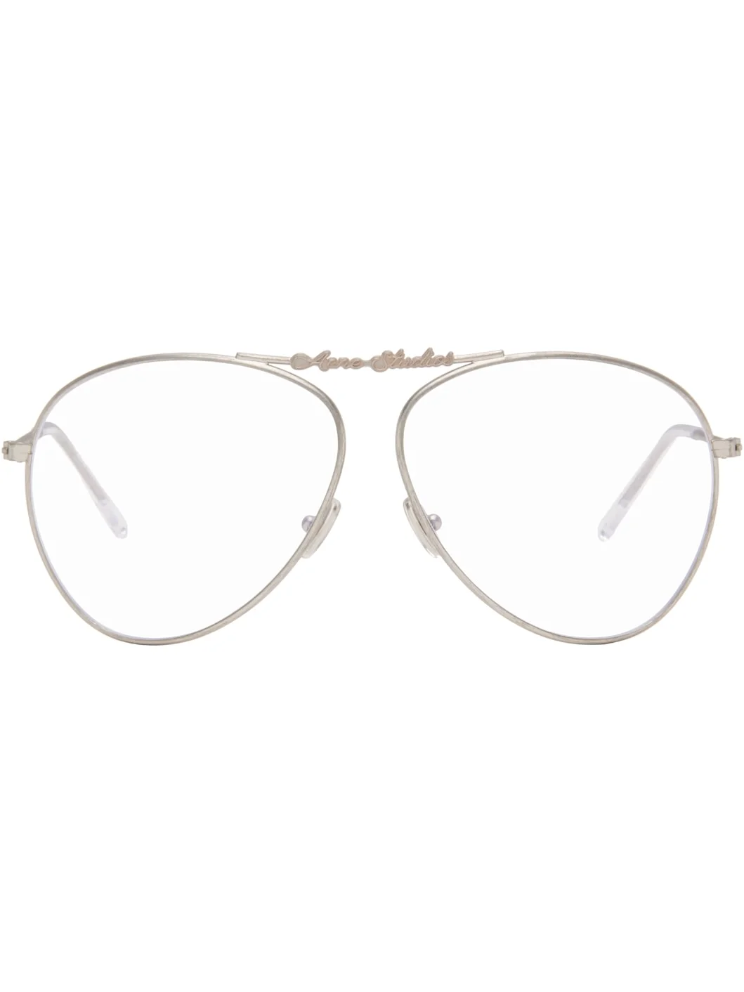 Silver Metal Aviator Glasses - 1