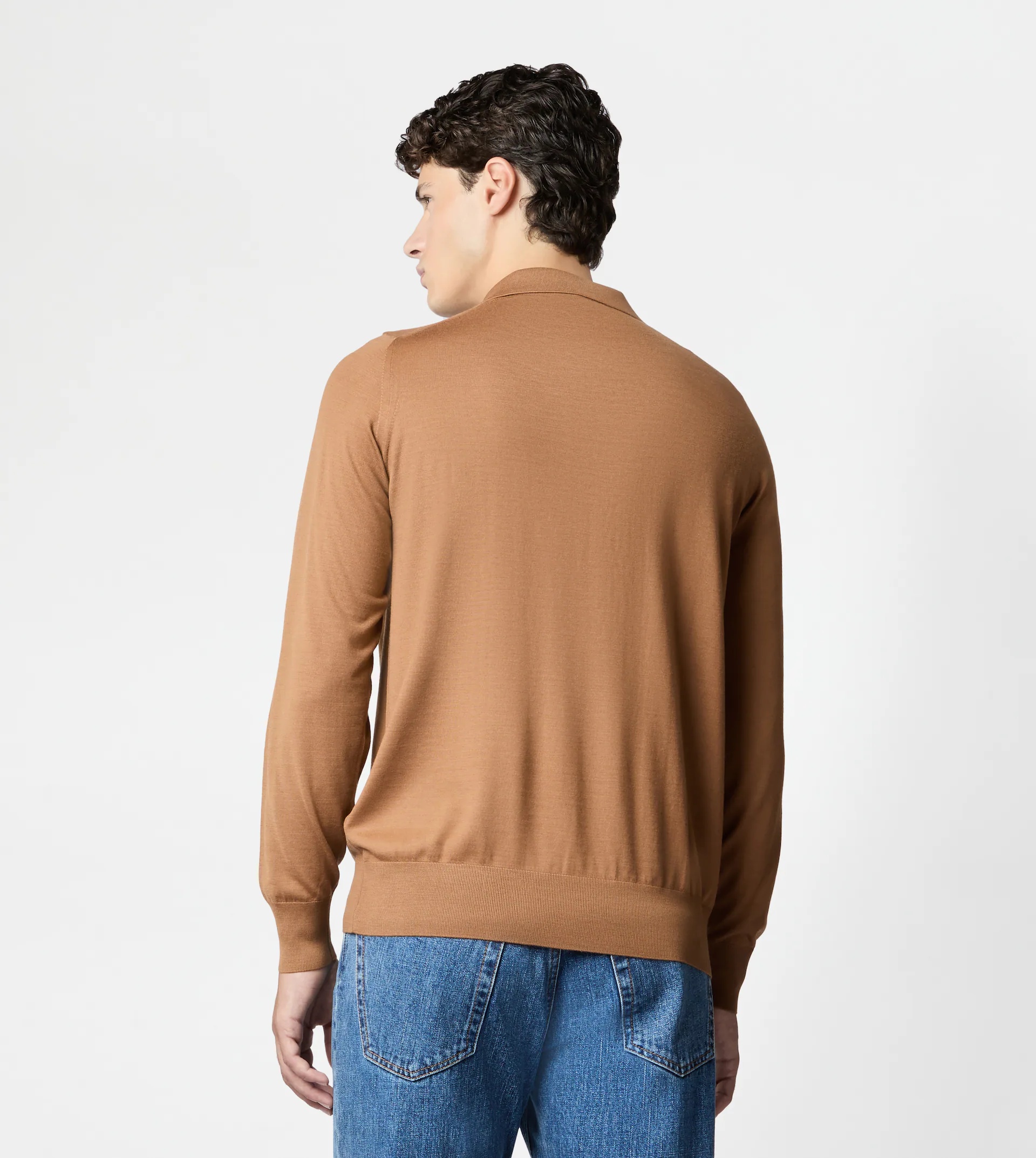 POLO SHIRT IN T15 WOOL - BROWN - 5