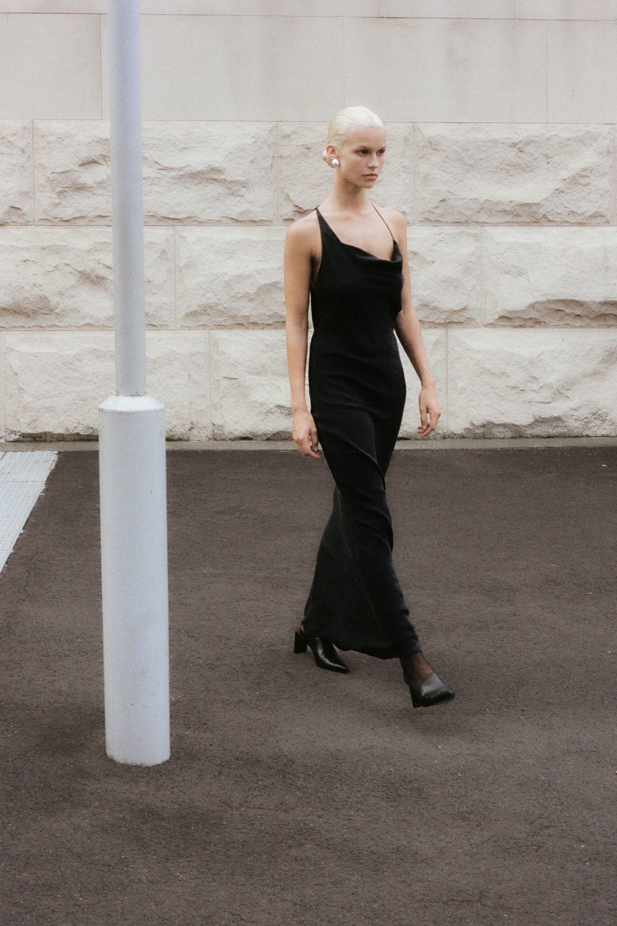 Asymm Drape Maxi Dress - Washed Black - 7