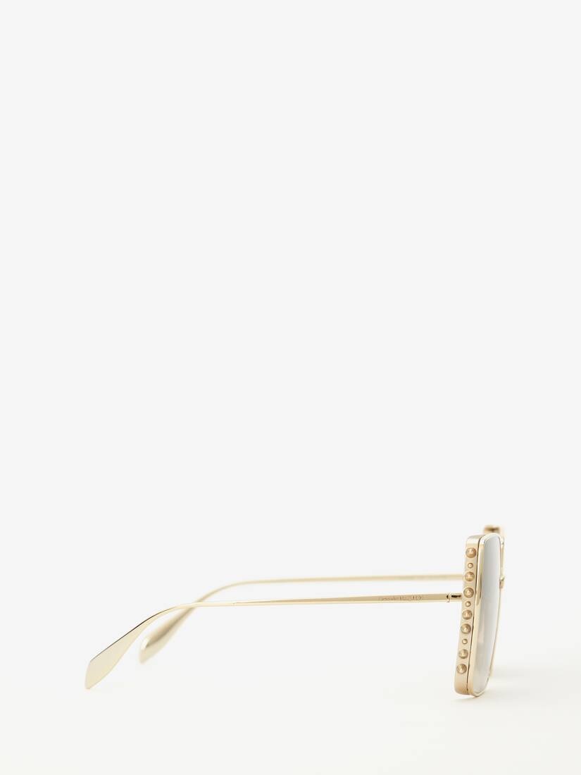 Punk Stud Square Sunglasses in Gold - 2