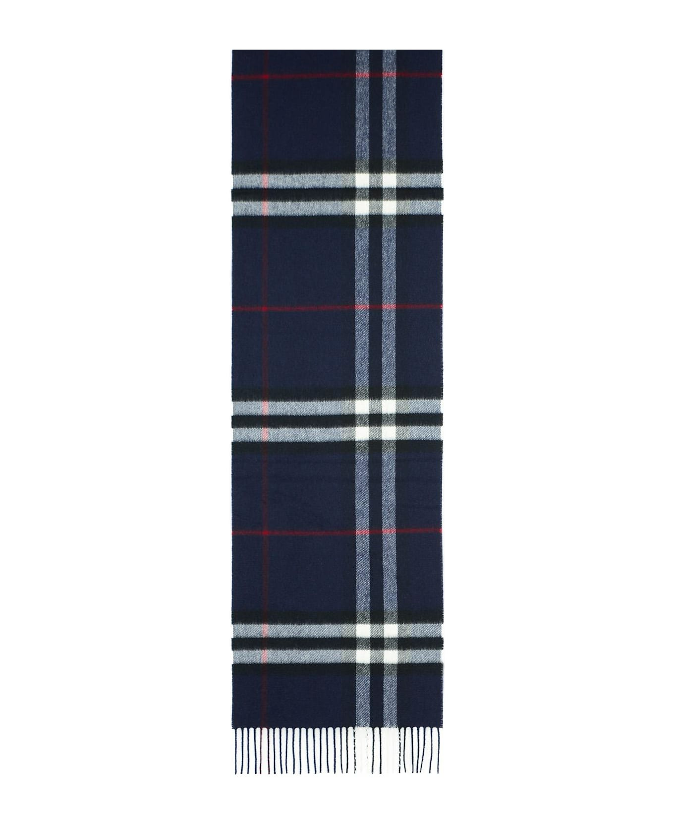 'mu Giant Check' Navy Cashmere Scarf - 2