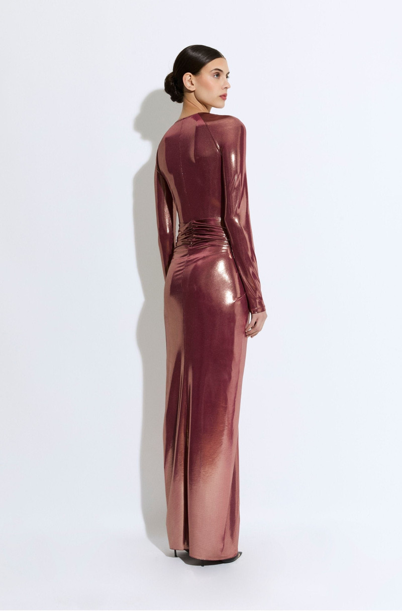 Coated Jersey Asymmetric Draped Sarong Dress 3