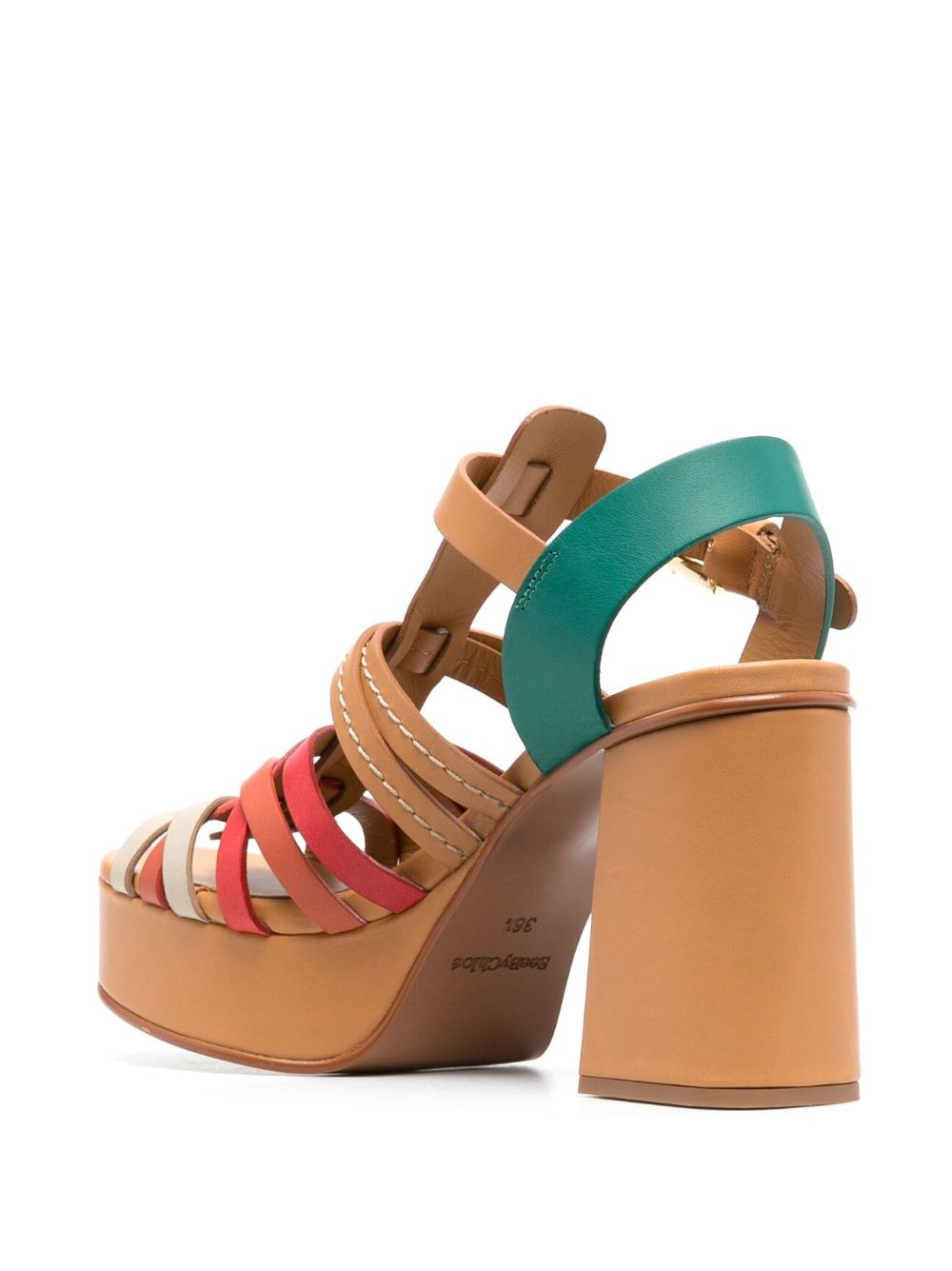 peep-toe 100mm leather sandals - 3