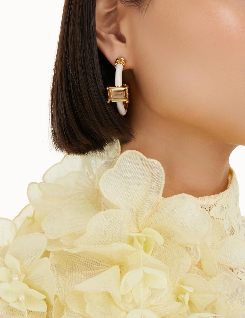 ENAMEL CRYSTAL HOOP EARRINGS - 2