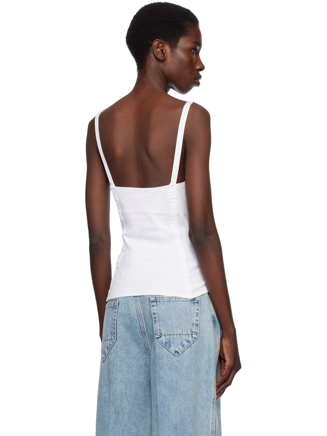 White Corset-Inspired Sleeveless Top - 3