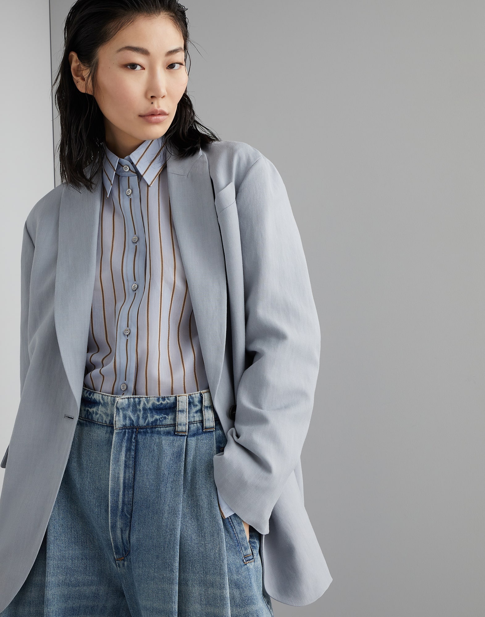 Soft denim baggy wide trousers - 3