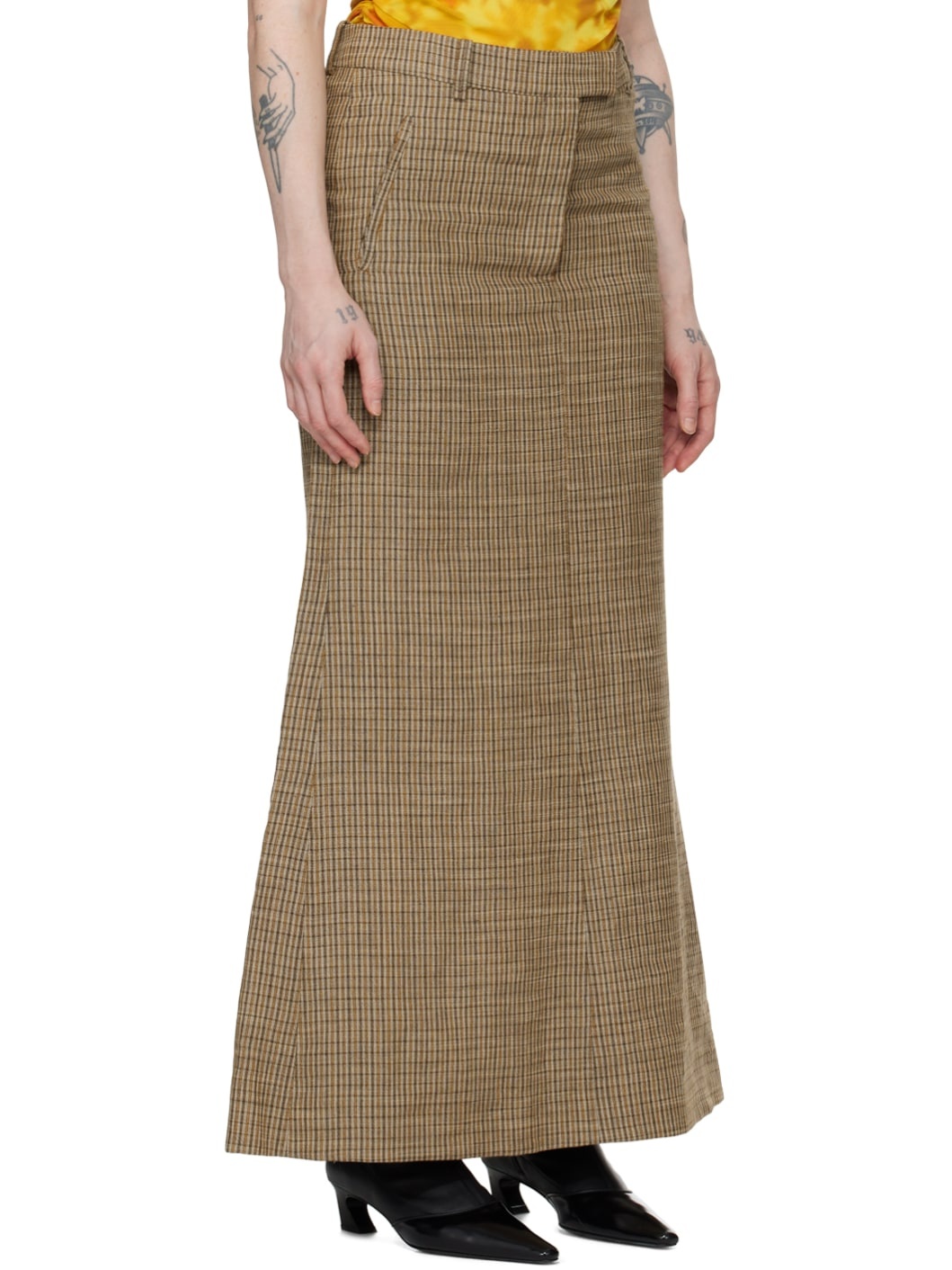 Brown Tailored Long Skirt - 2