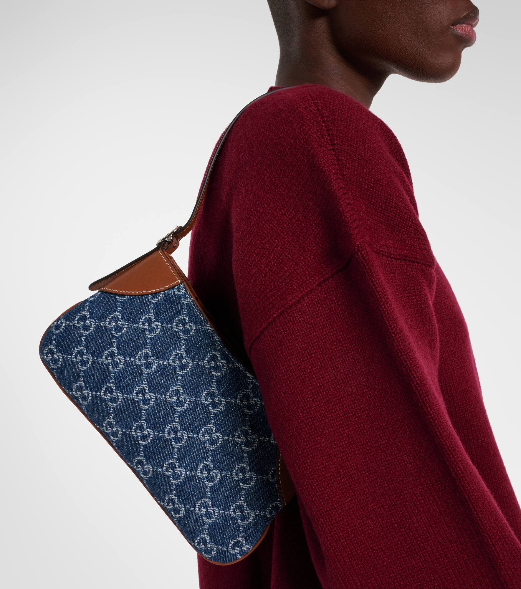 GG Emblem Super Mini denim shoulder bag - 7