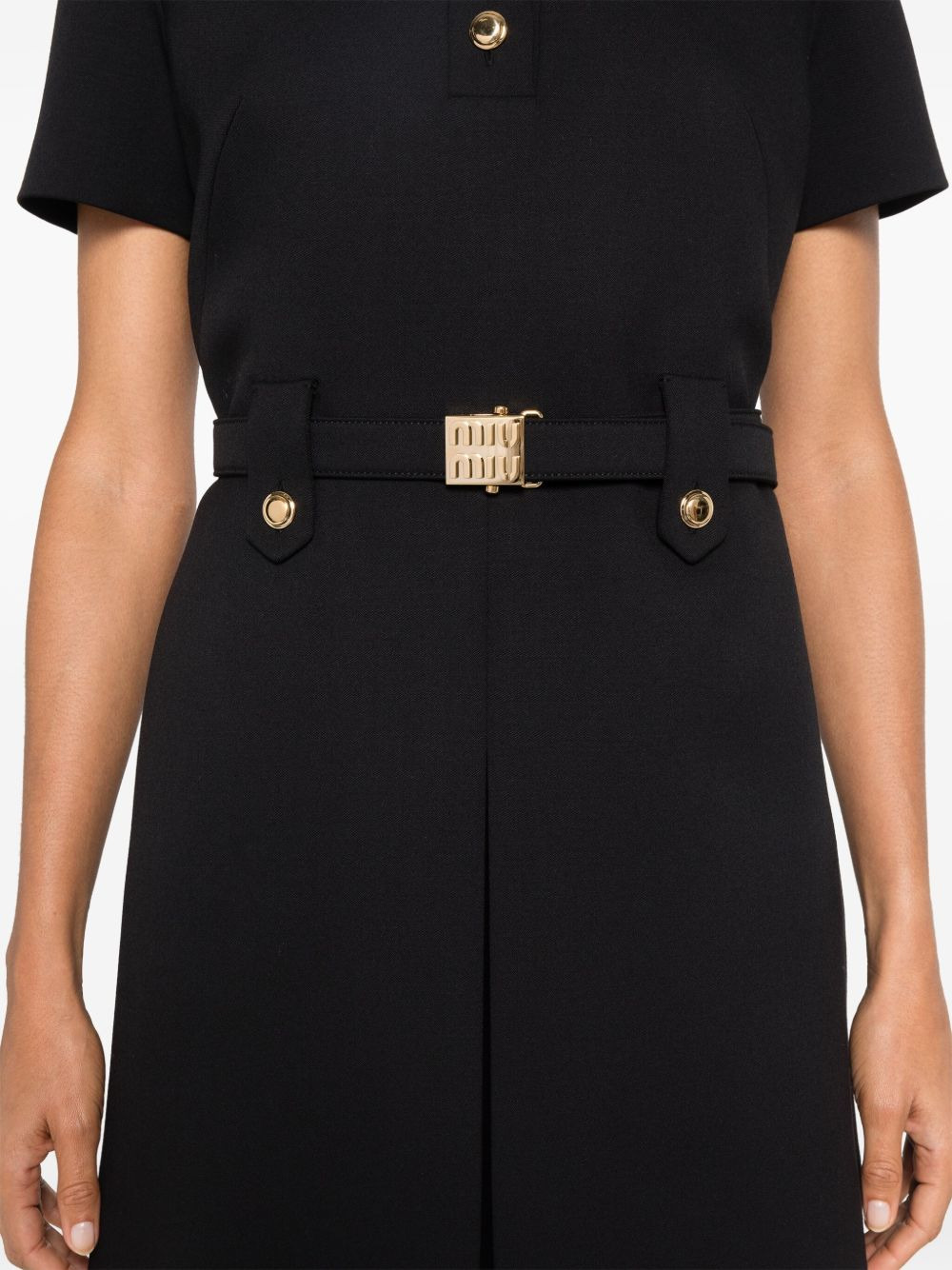 logo-belt mini dress - 5