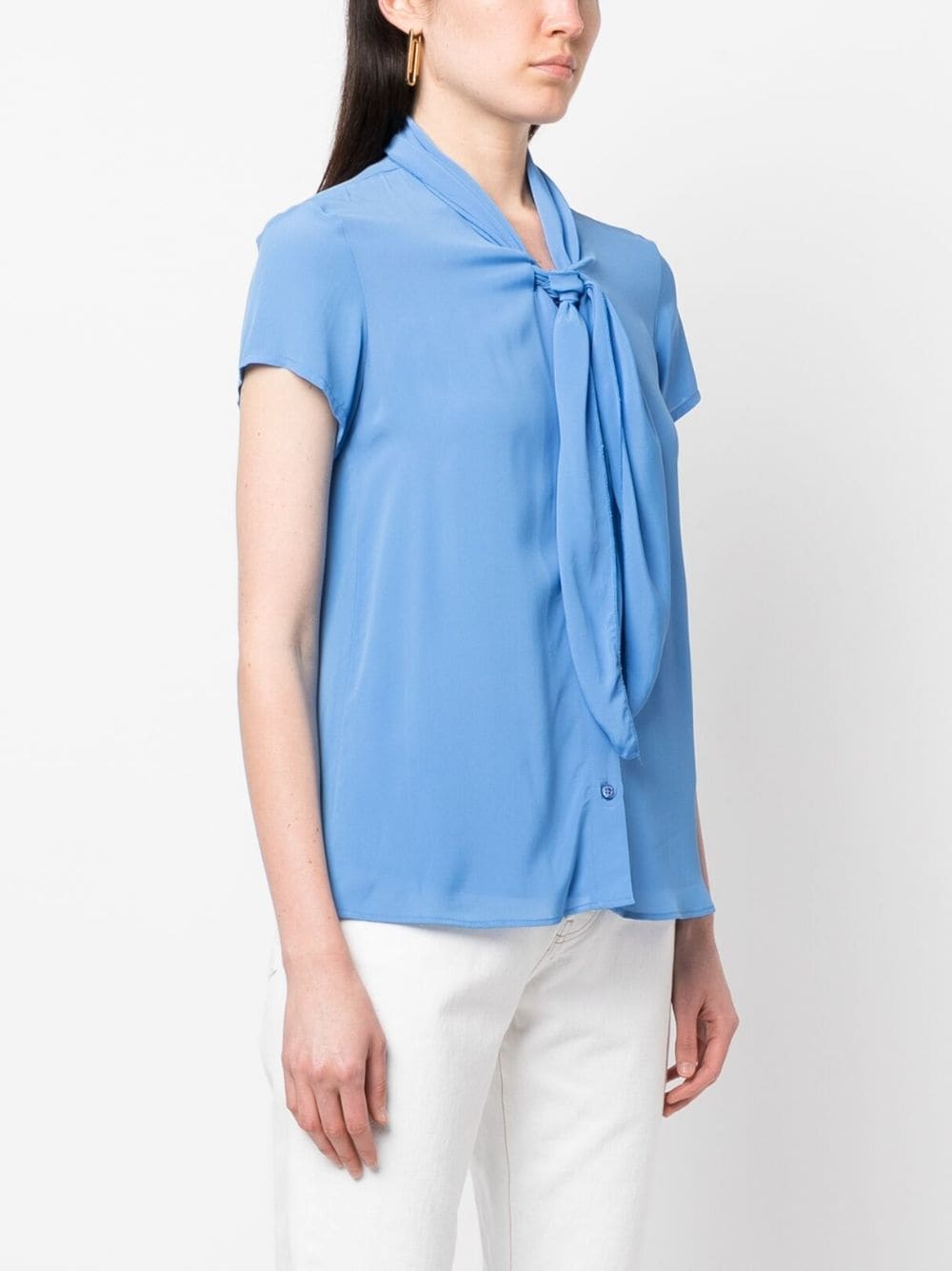 tie-neck short-sleeve shirt - 3