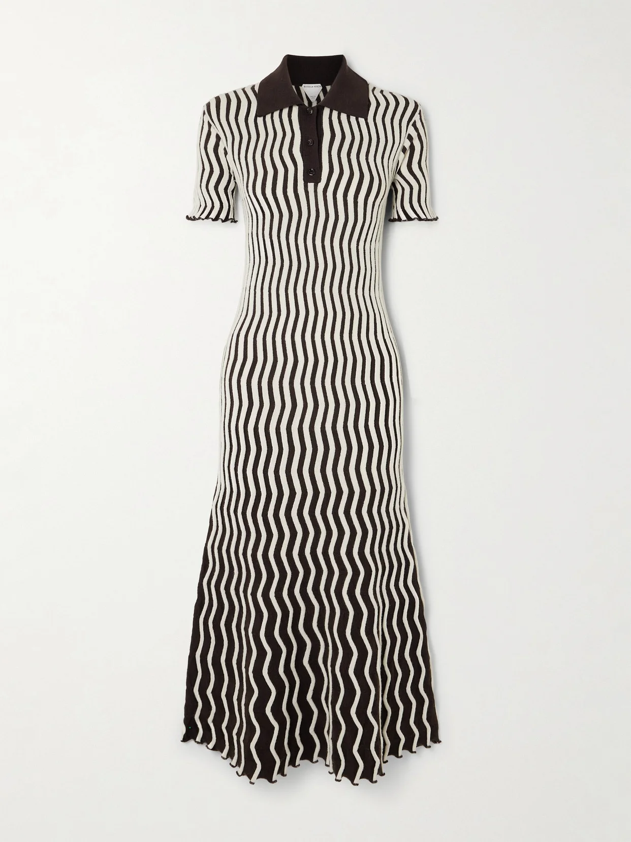 Striped Ribbed Wool Midi Dress - 1