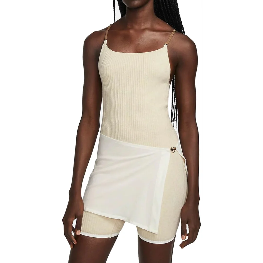 (WMNS) Nike x Jacquemus Ribbed Short Bodysuit 'Pearl White' DN3233-221 - 1