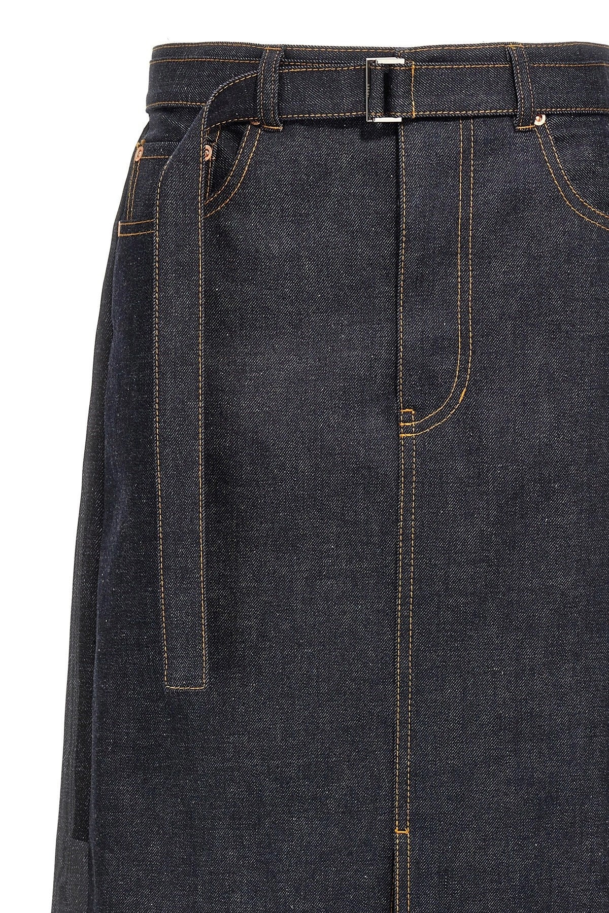 Sacai Women Pleated Denim Skirt - 4