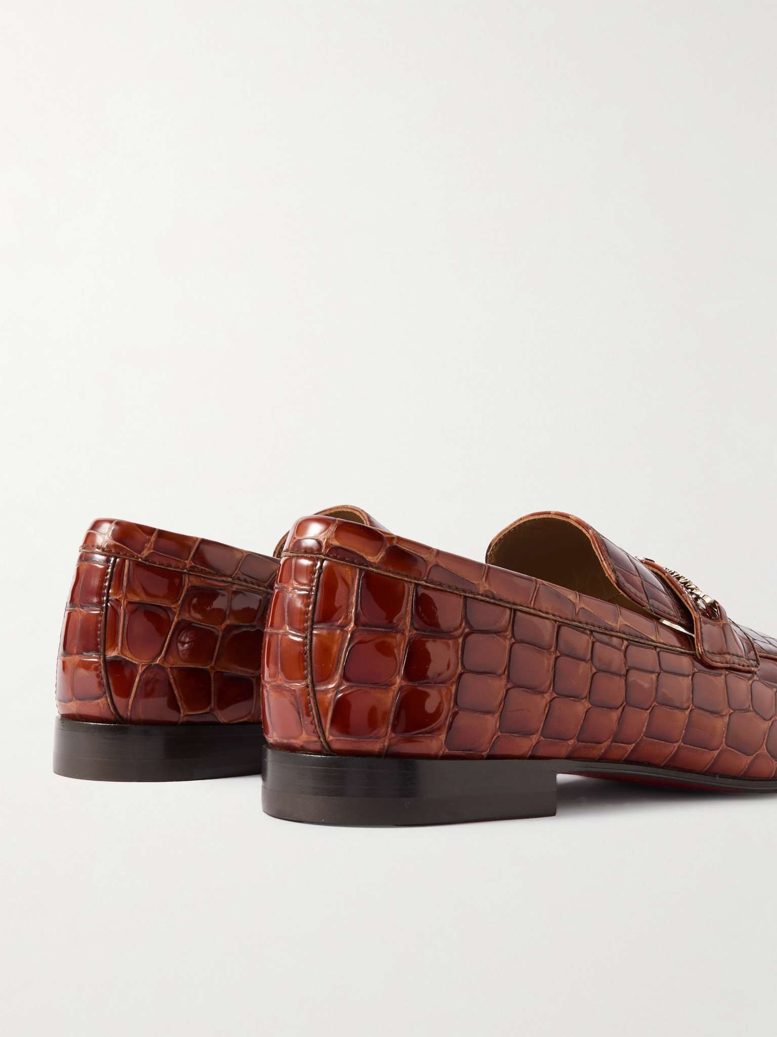 Embellished Croc-Effect Patent-Leather Loafers - 5