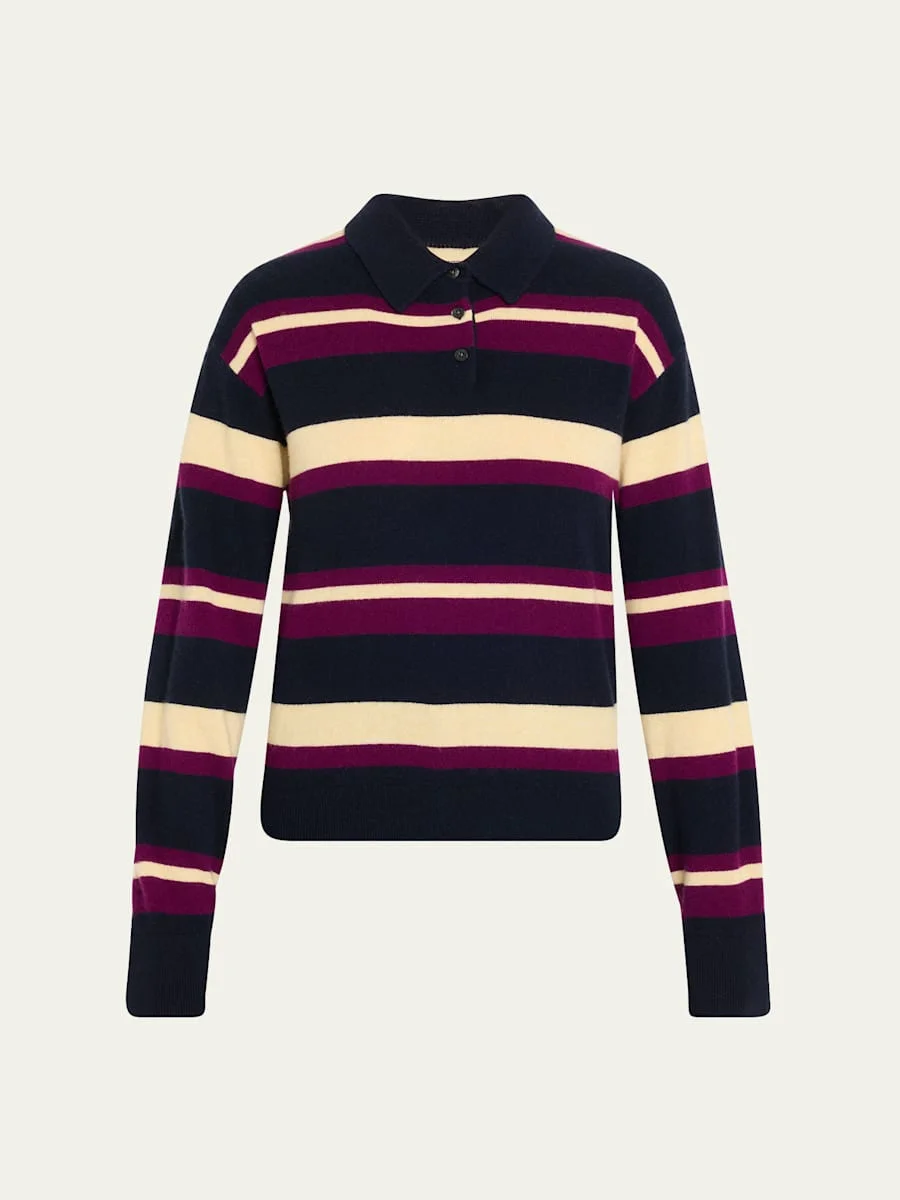 Collegiate Striped Cashmere Polo - 1