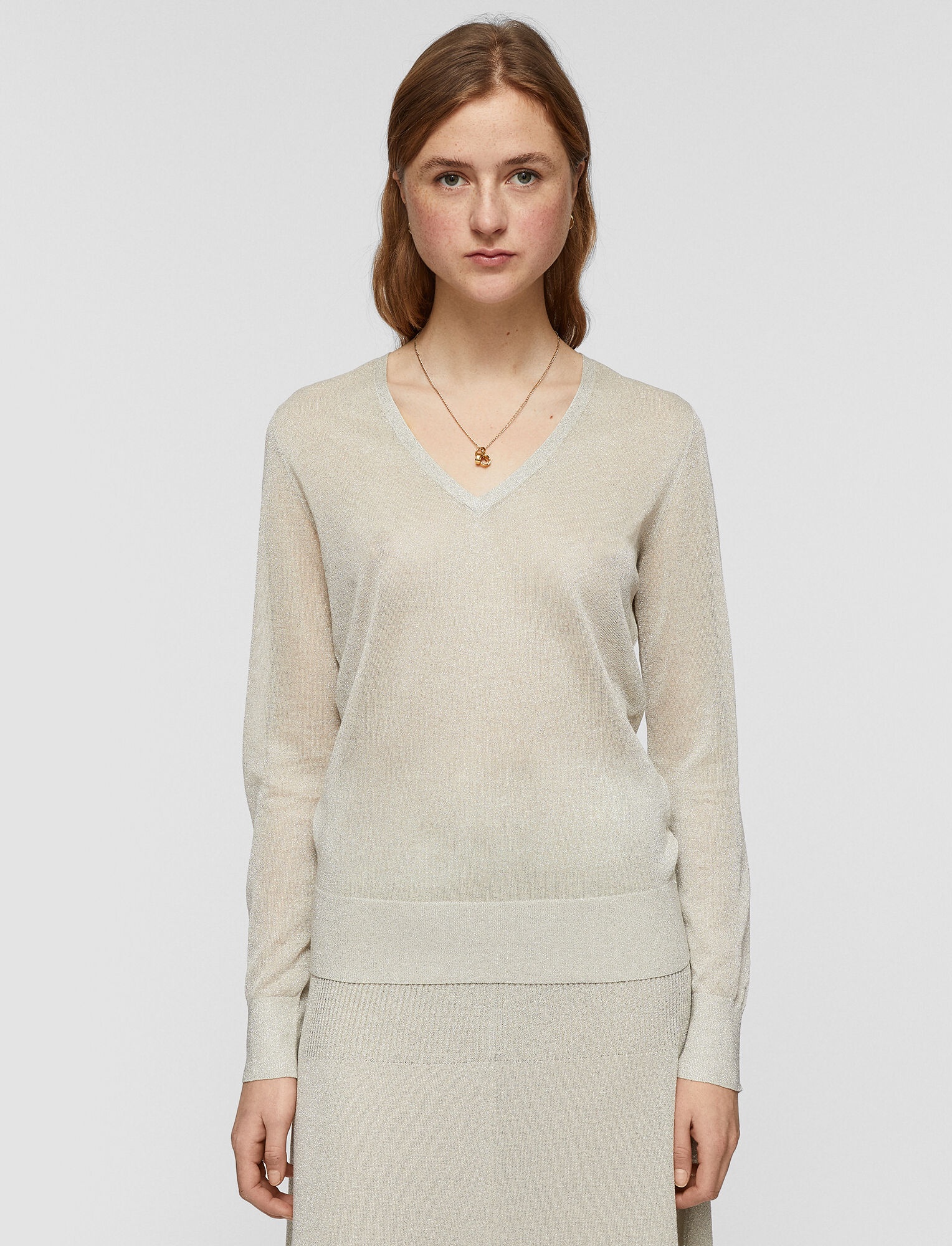 Lurex V Neck Jumper - 3