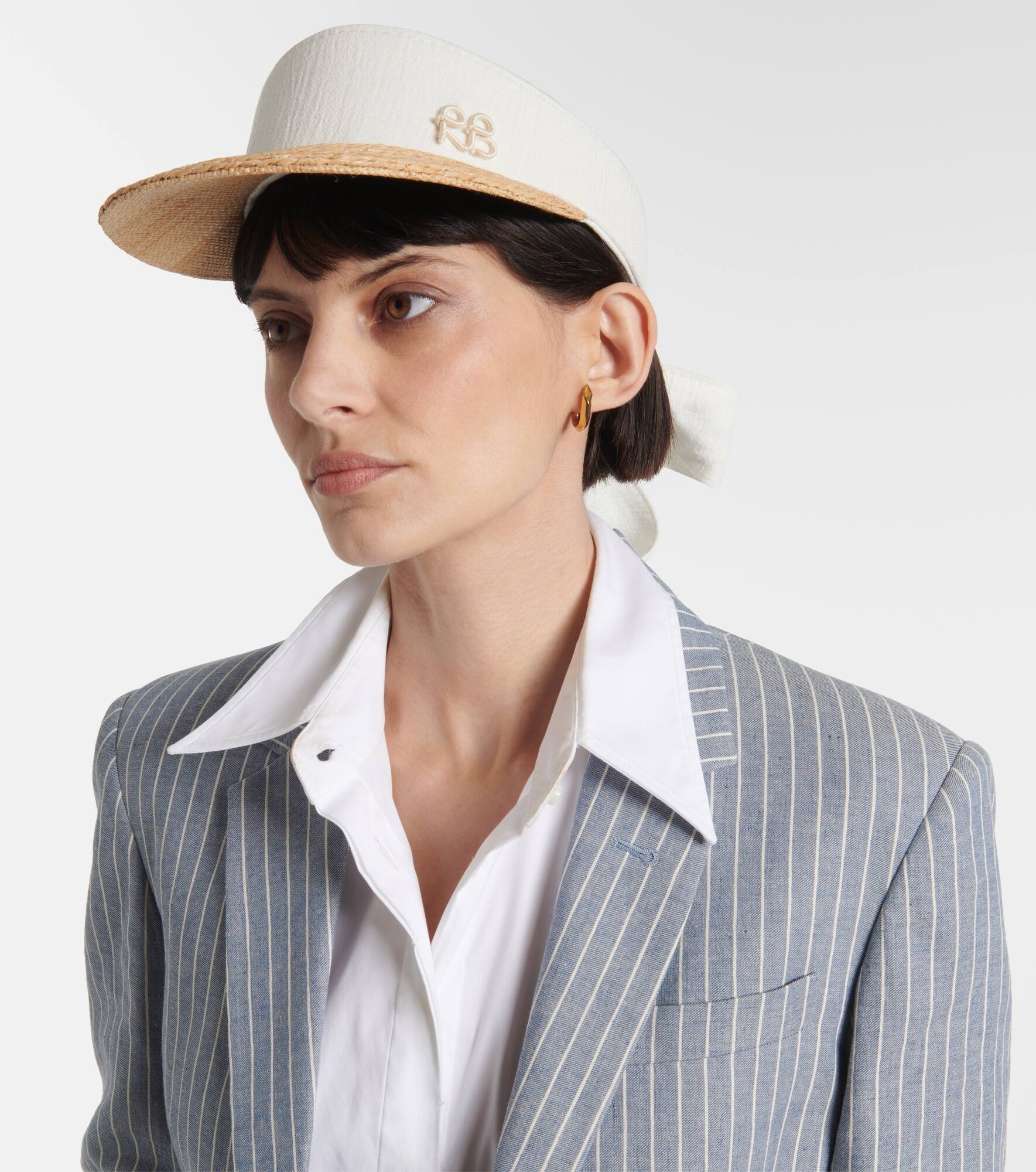 Straw and linen-blend visor - 2