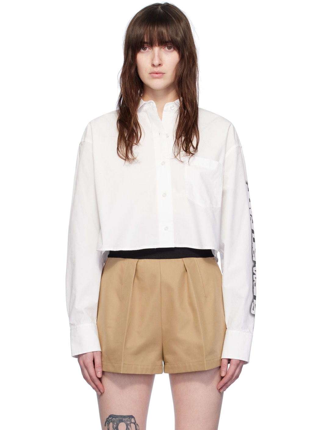 White Cropped Shirt - 1