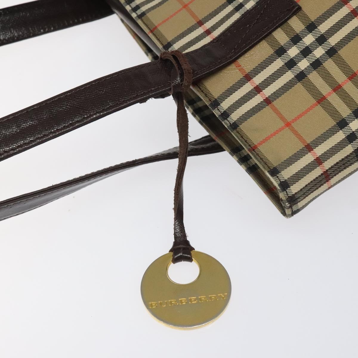 Burberry Nova Check Tote Bag Canvas Leather Beige Brown Gold - 14