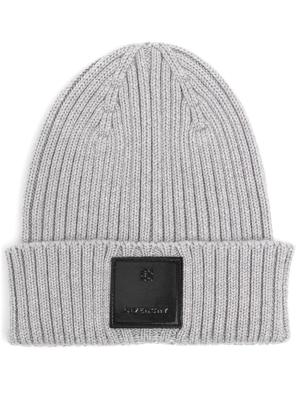 logo-patch wool beanie - 1