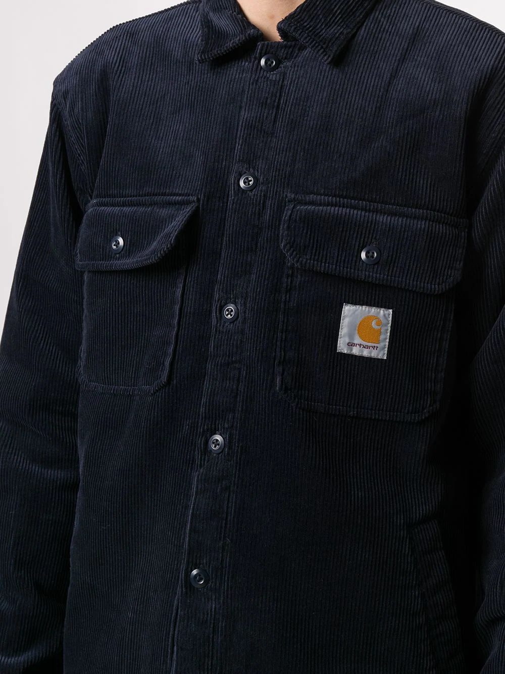 corduroy logo patch shirt  - 5