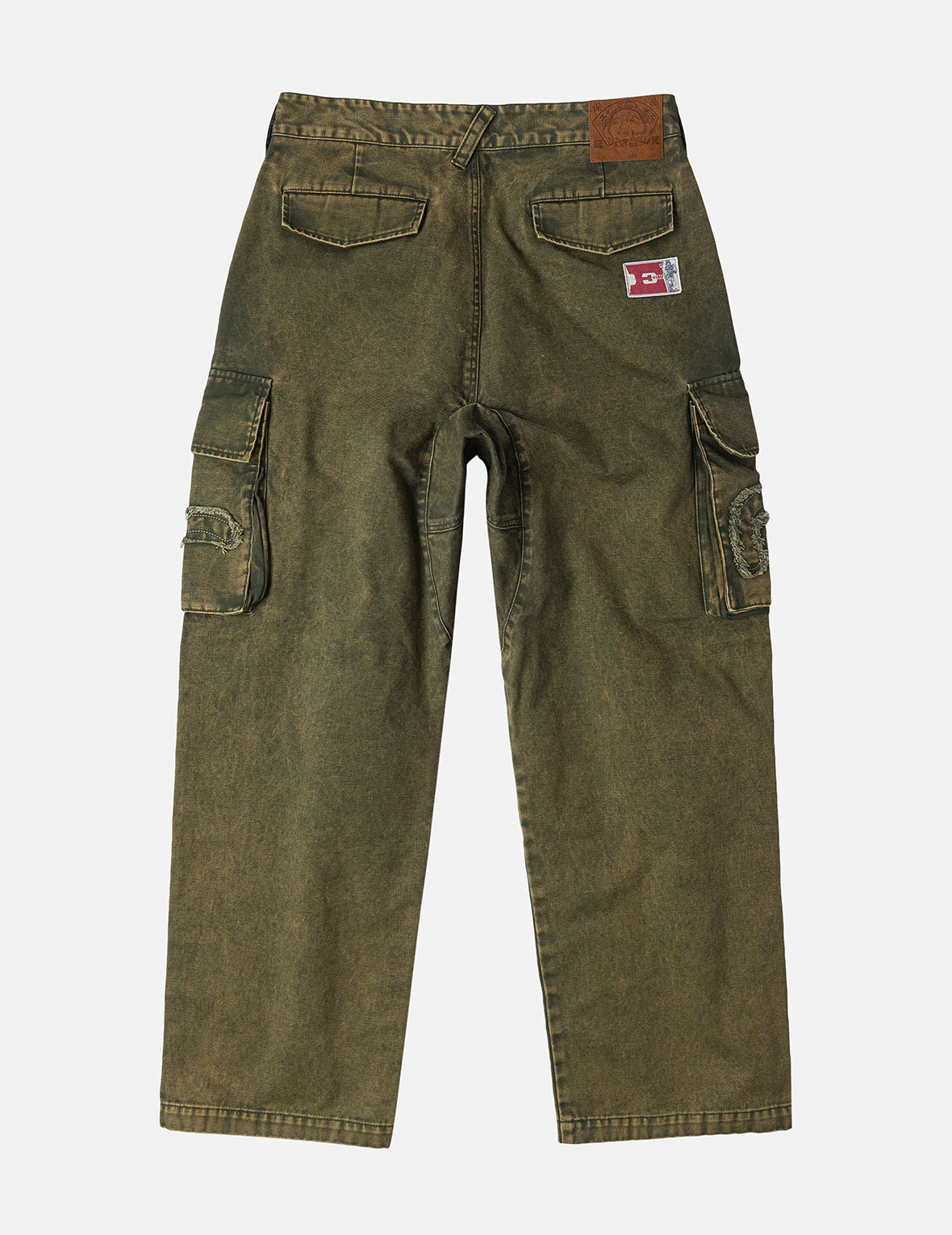 Distressed Seagull Appliqué Embroidery and Multi-Pocket Loose Fit Cargo Pants - 3