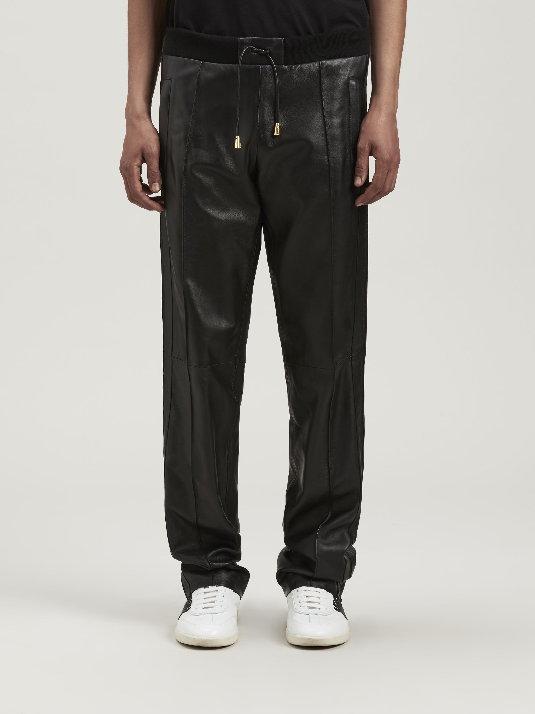 LEATHER TRACK PANTS - 3