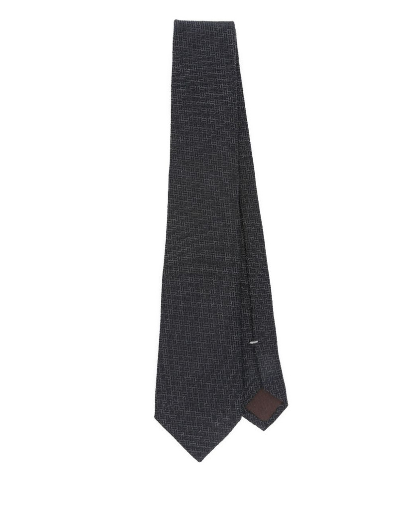 geometric-pattern silk-cashmere tie 1