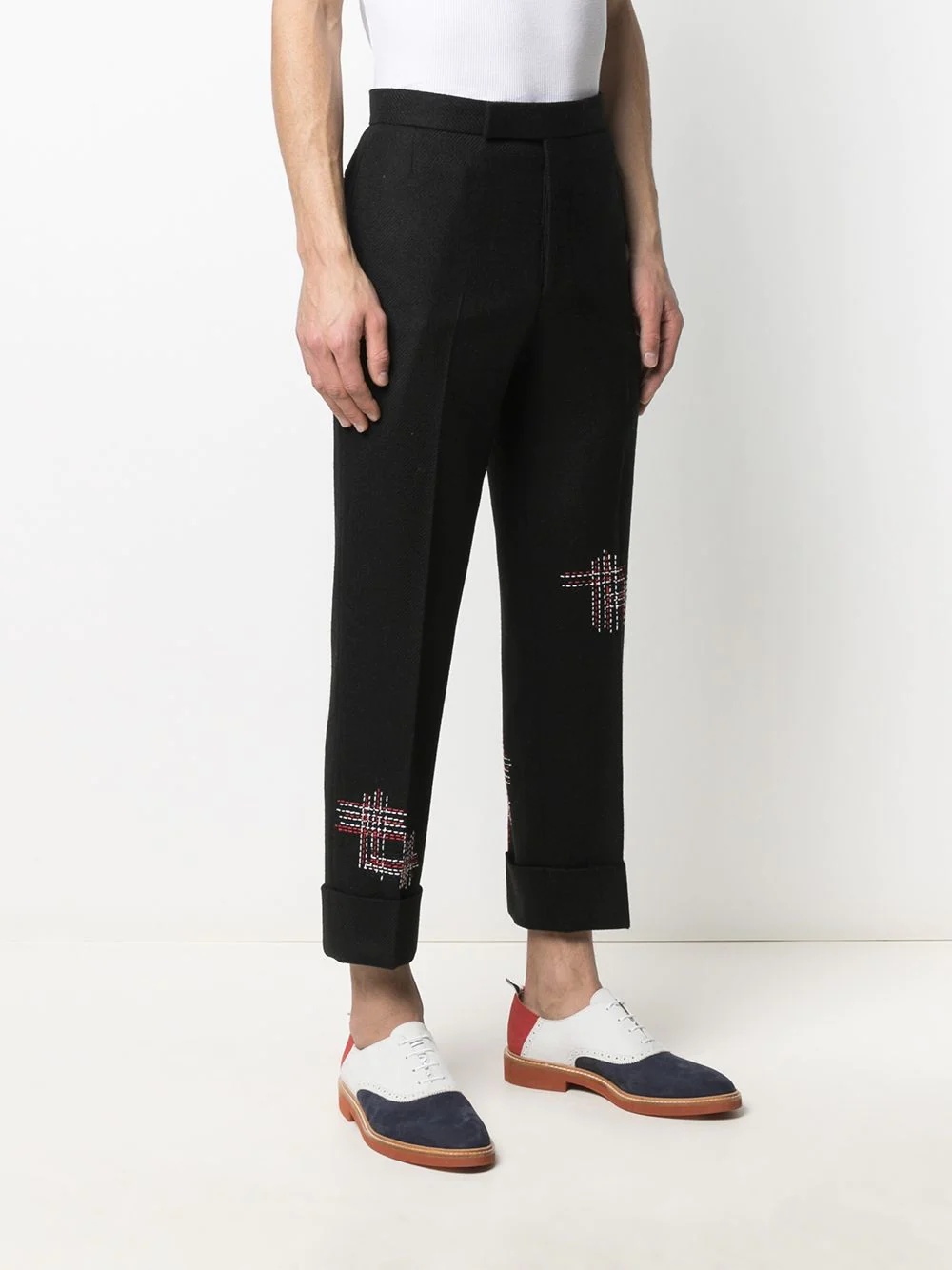 cropped exposed stitching trousers - 3