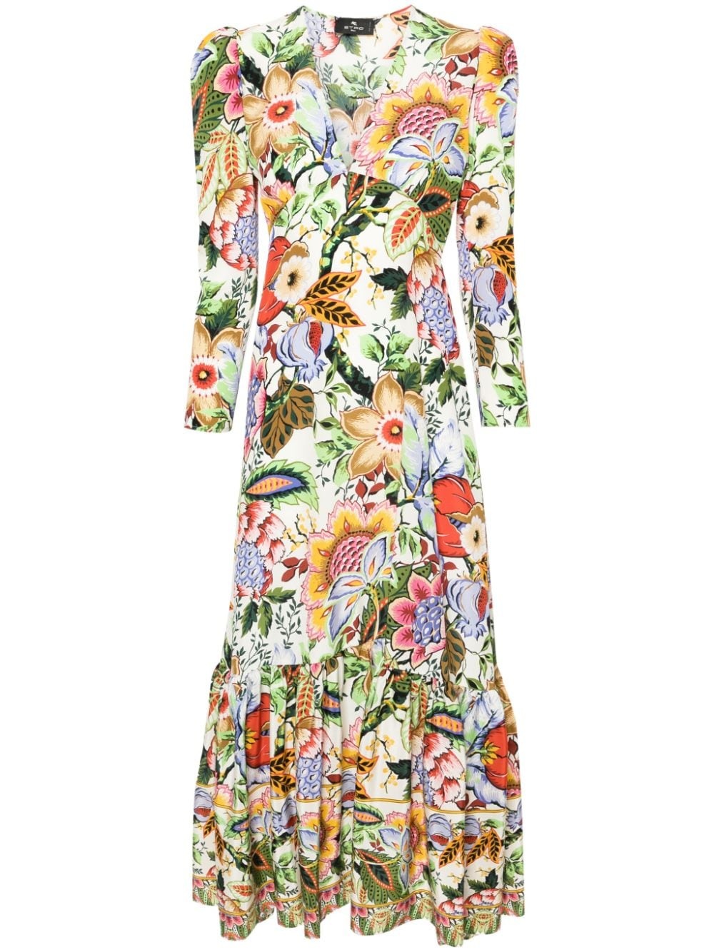 botanical-print silk maxi dress - 1