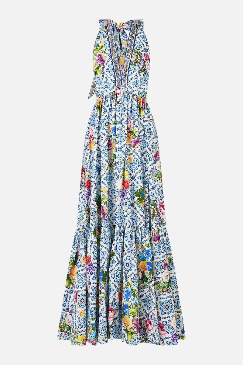 RUFFLE HEM HALTER DRESS - 1