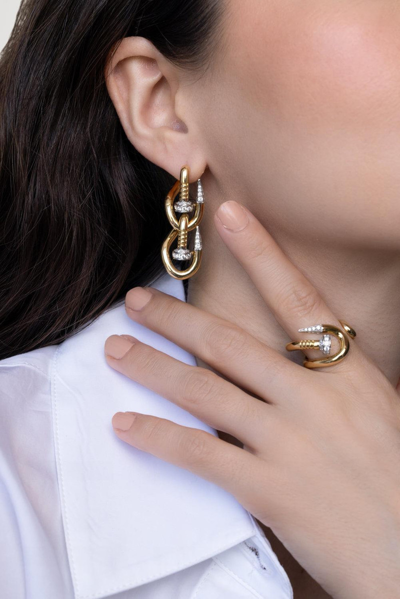 DAVID WEBB Diamond Double Bent Nail Earrings outlook