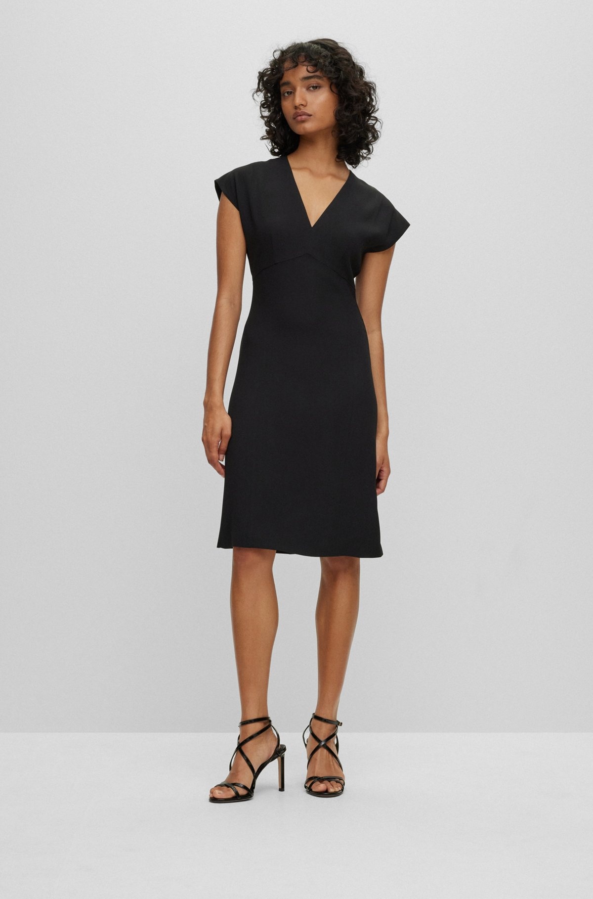 SLIM-FIT V-NECK DRESS WITH CAP SLEEVES - 2