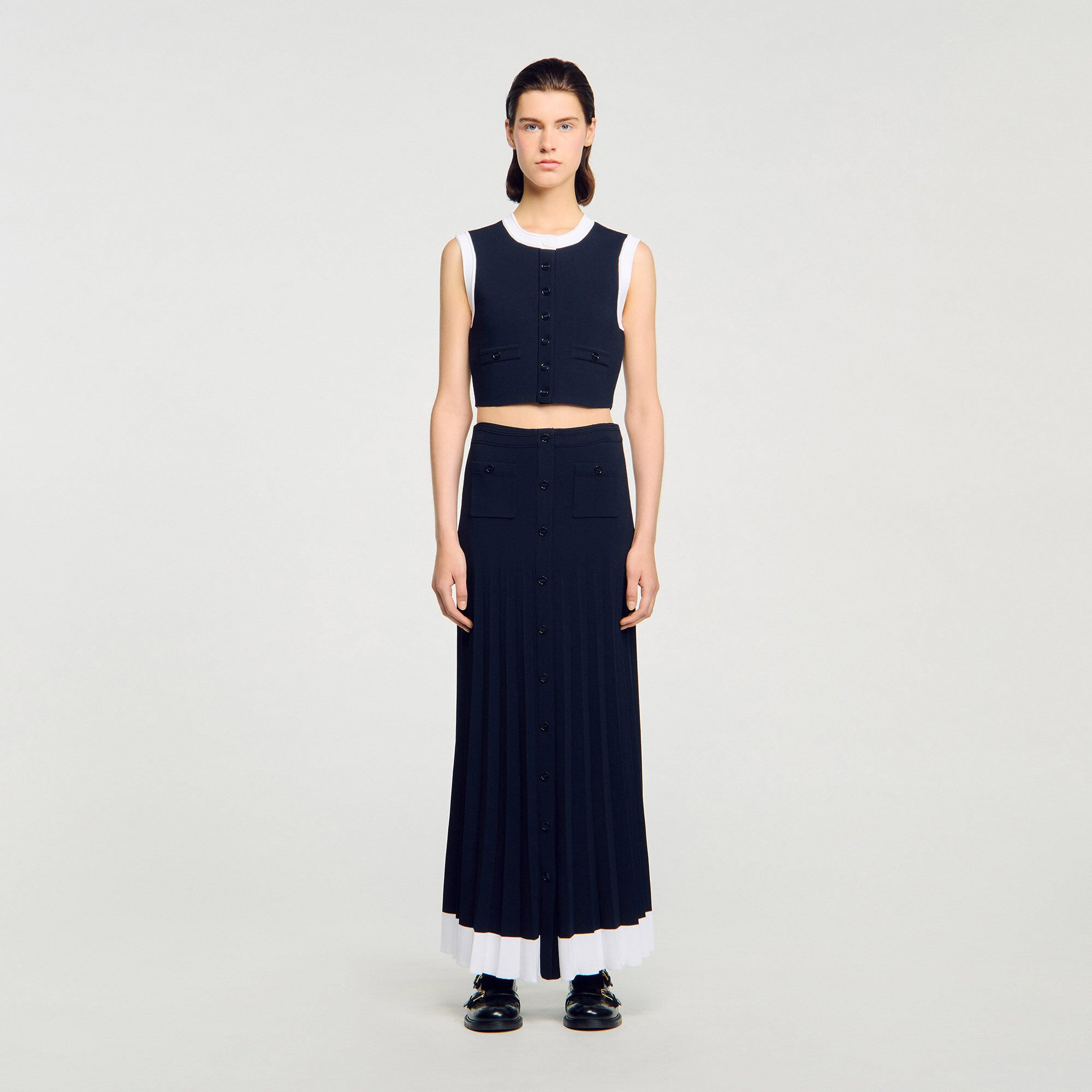 MAXI TWO-TONE KNIT SKIRT - 2