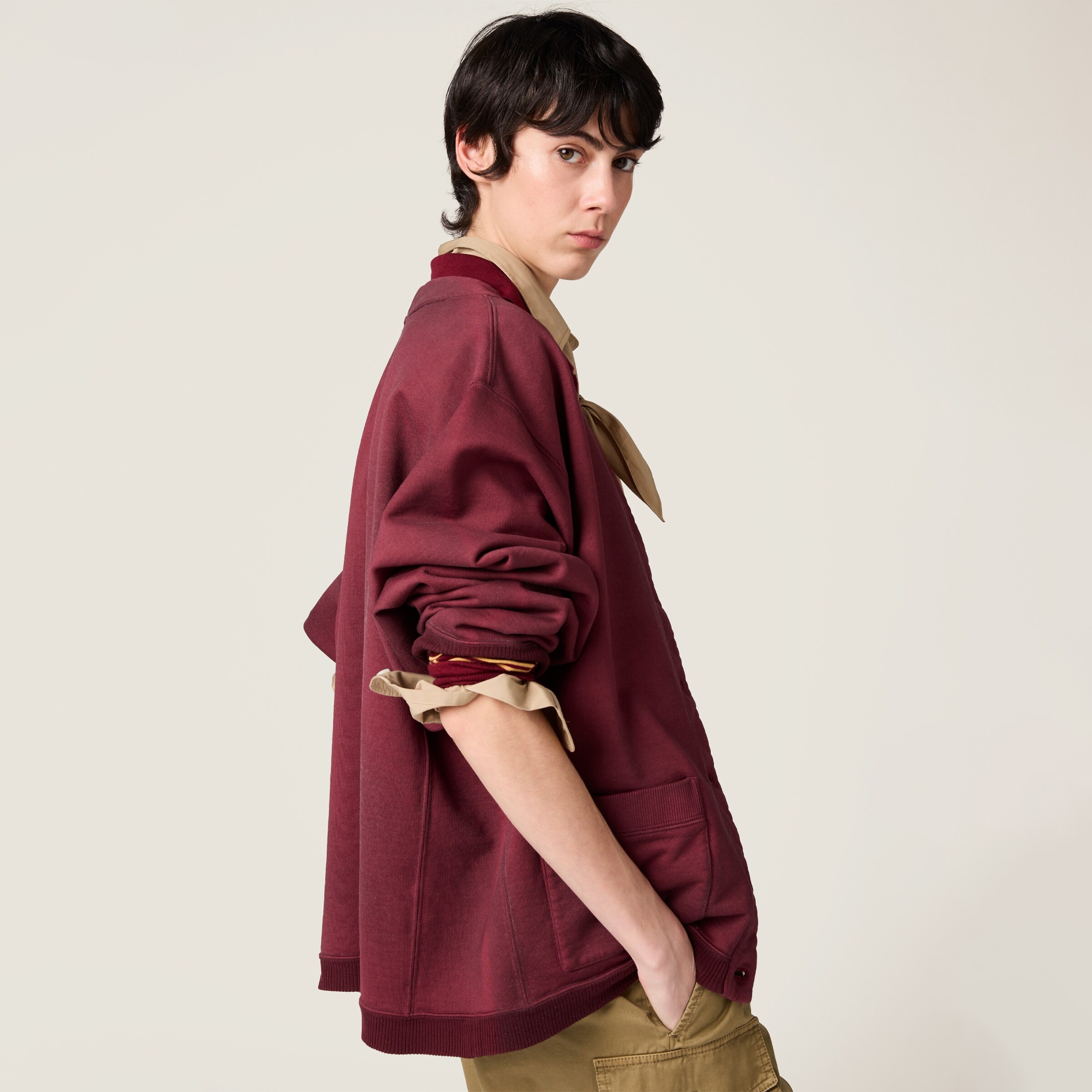 Garment-dyed cotton fleece cardigan - 5