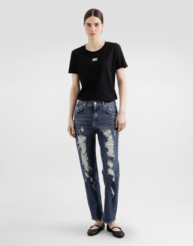 Dolce & Gabbana Jersey T-shirt with rips and Dolce&Gabbana tag outlook