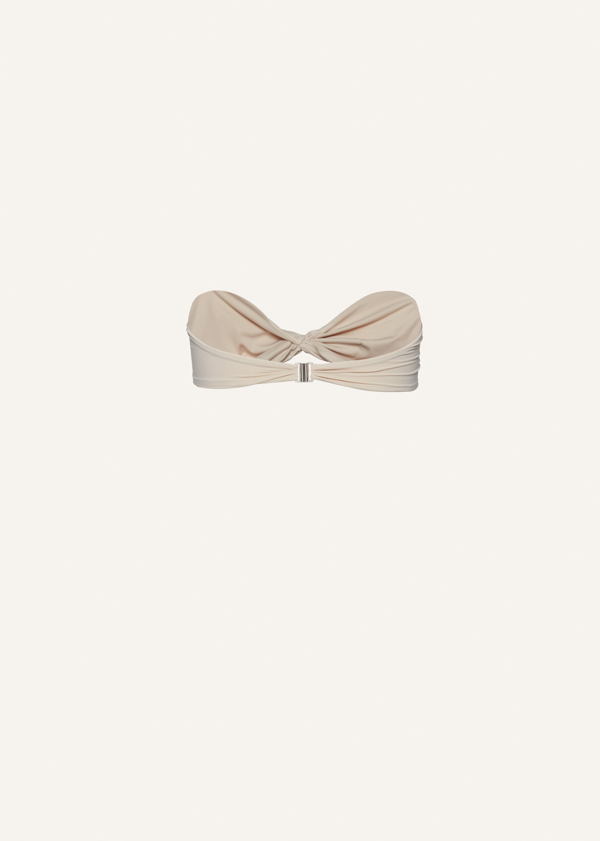 Twisted bandeau swim top in beige - 2