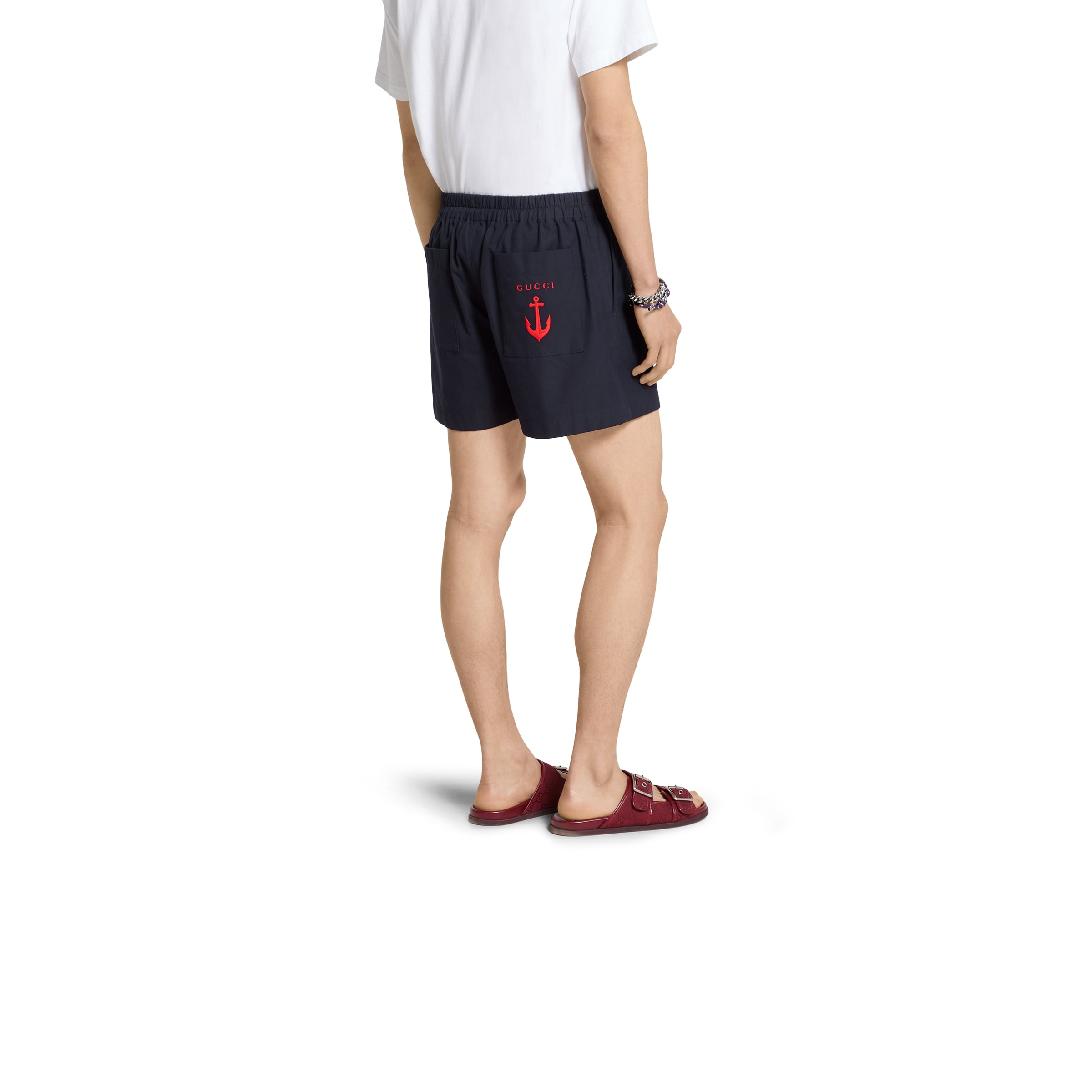 Oxford cotton shorts with embroidery - 4