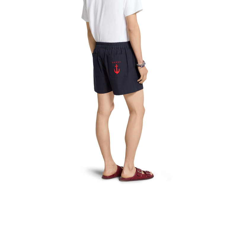 Oxford cotton shorts with embroidery 4