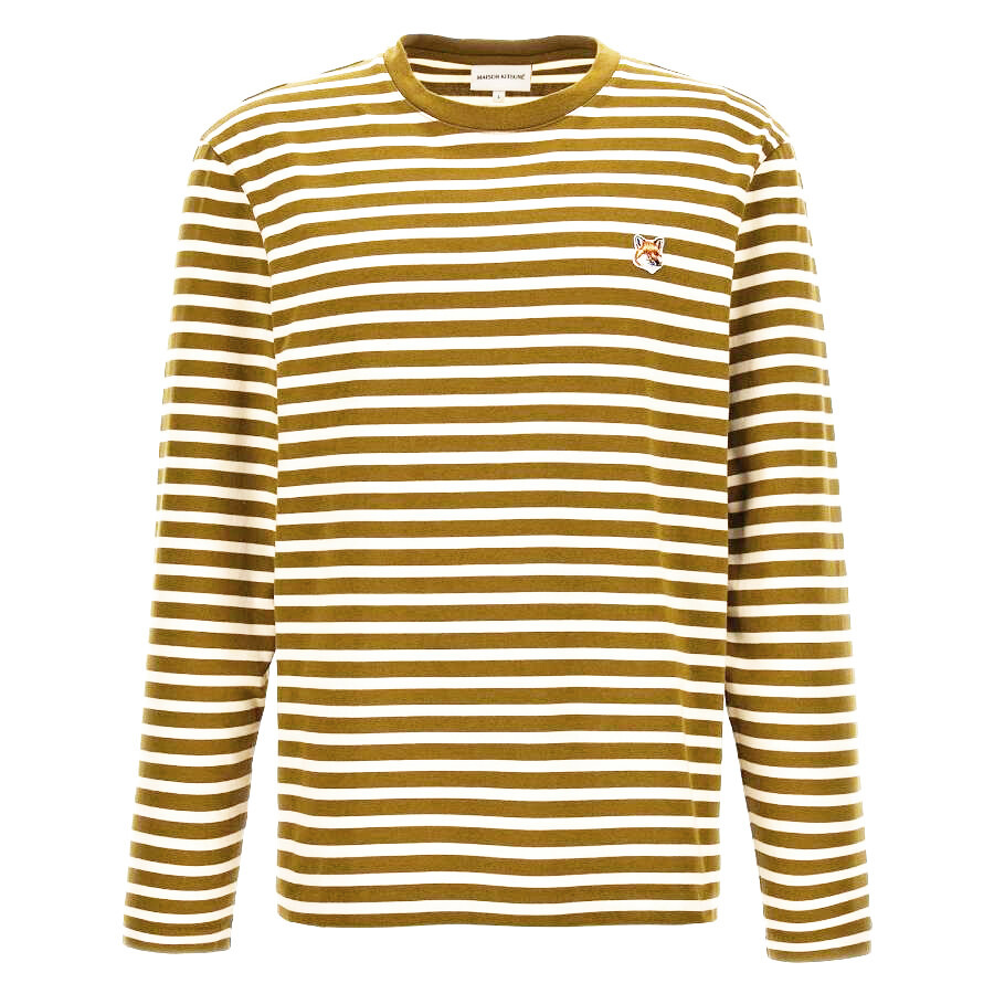 Maison Kitsune Striped Fox Head Patch T-Shirt - 5
