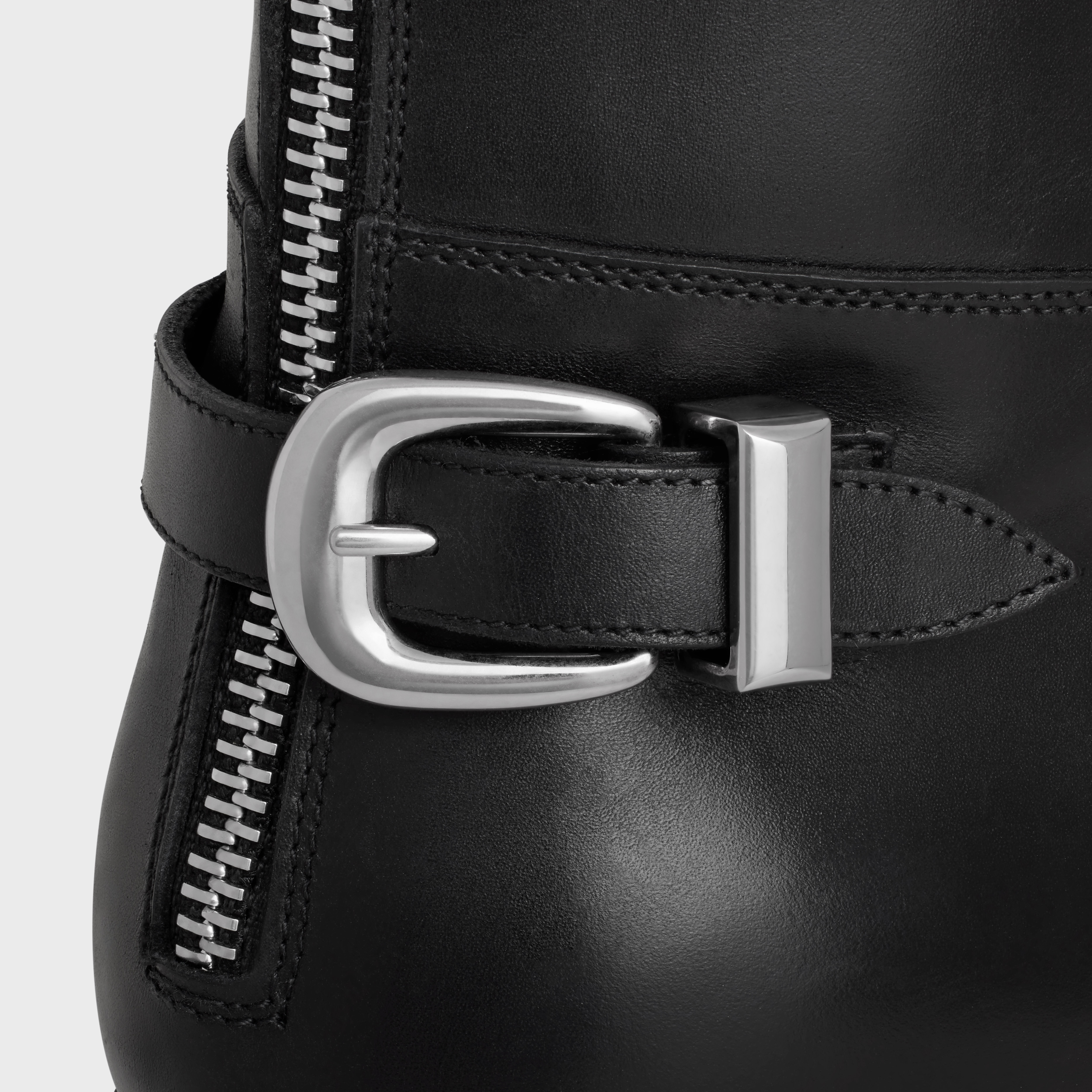 BACK BUCKLE ZIPPED ISAAC BOOT in Shiny calfskin - 5