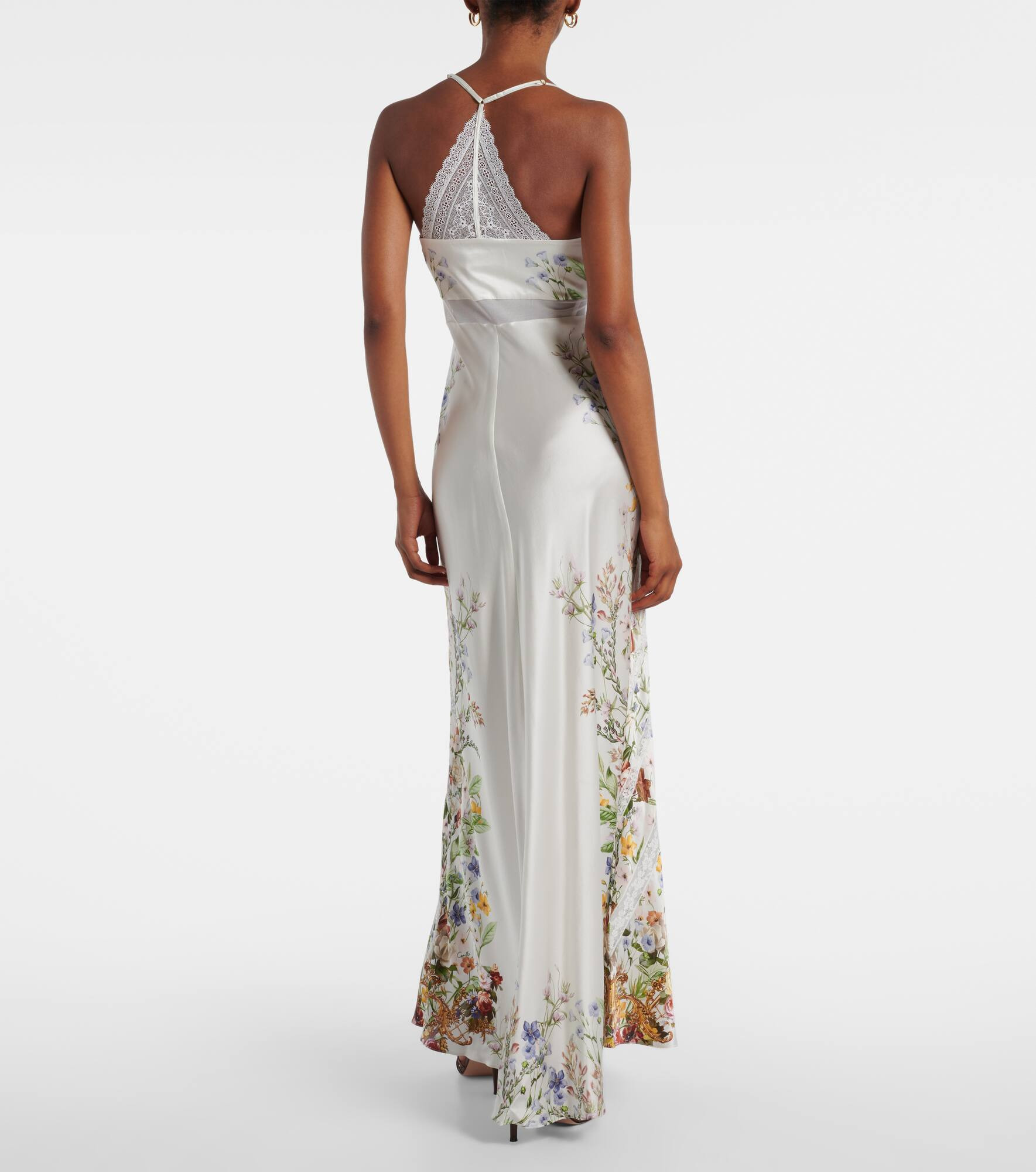 Floral silk satin slip dress - 3