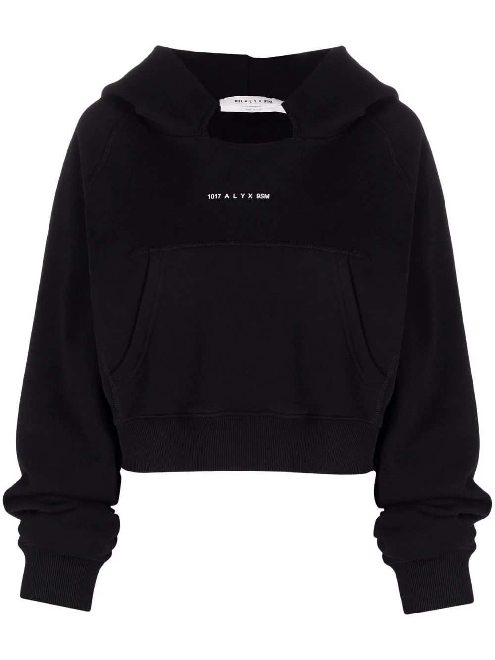 cropped logo print hoodie - 1