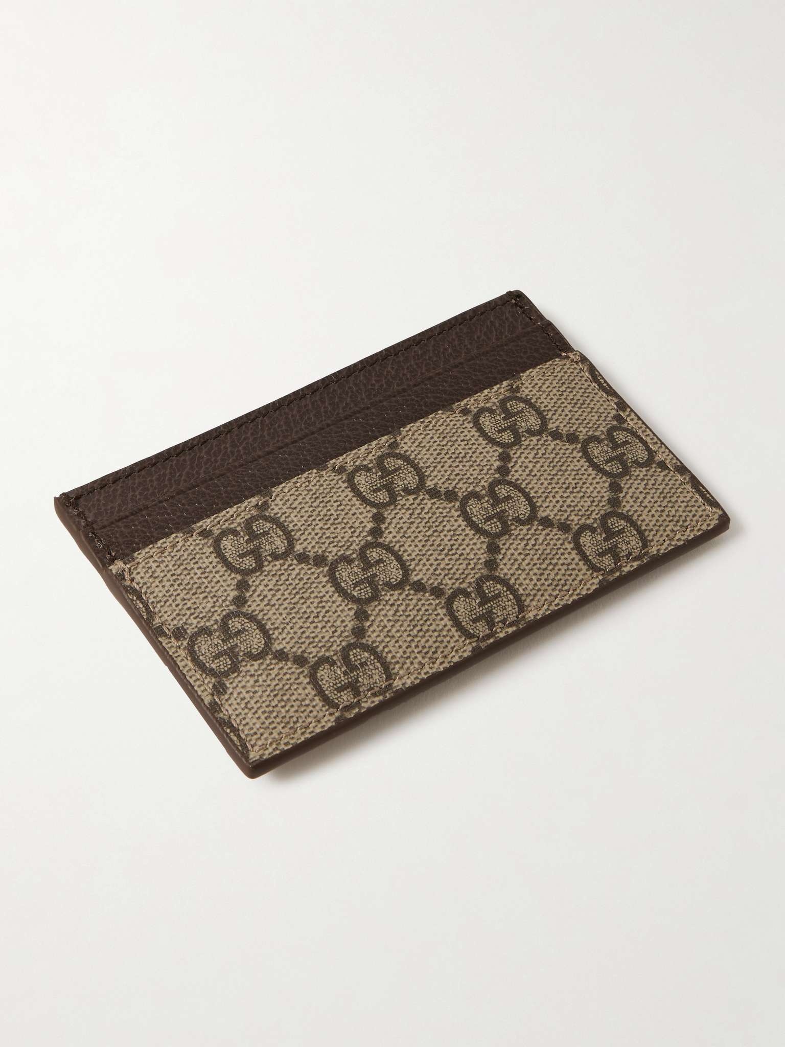 GG Supreme Monogrammed Coated-Canvas and Pebble-Grain Leather Cardholder - 2