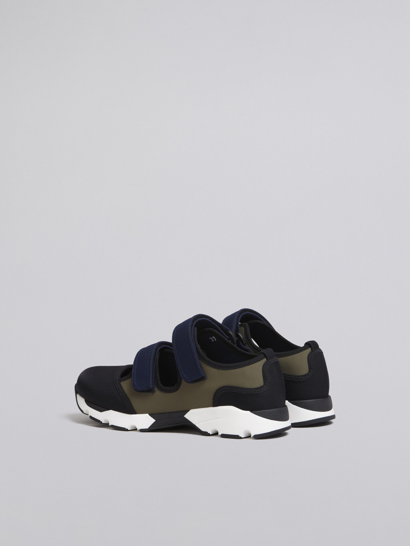 BLACK GREEN AND BLUE TECHNICAL FABRIC SNEAKER WITH HOOK AND LOOP FASTENERS 3